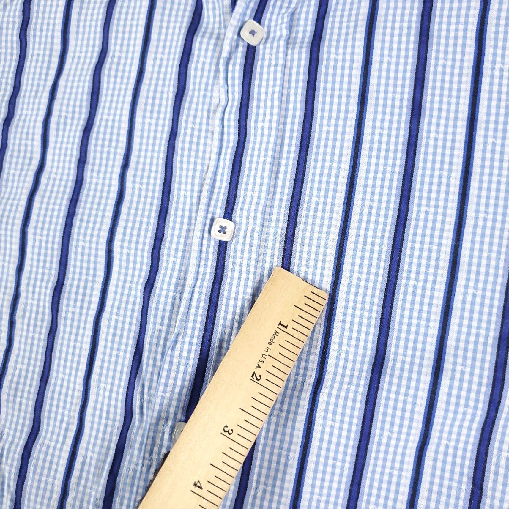 BUGATCHI Bugatchi Uomo Button-Up Shirt Men's XL Blue Striped Long Sleeve Regular Fit Size US XL / EU 56 / 4 - 3 Thumbnail
