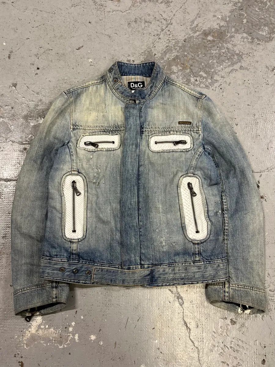 Dolce & Gabbana SS2005 Dolce & Gabbana Apocalyptic Biker Denim Jacket Size US M / EU 48-50 / 2 - 1 Thumbnail