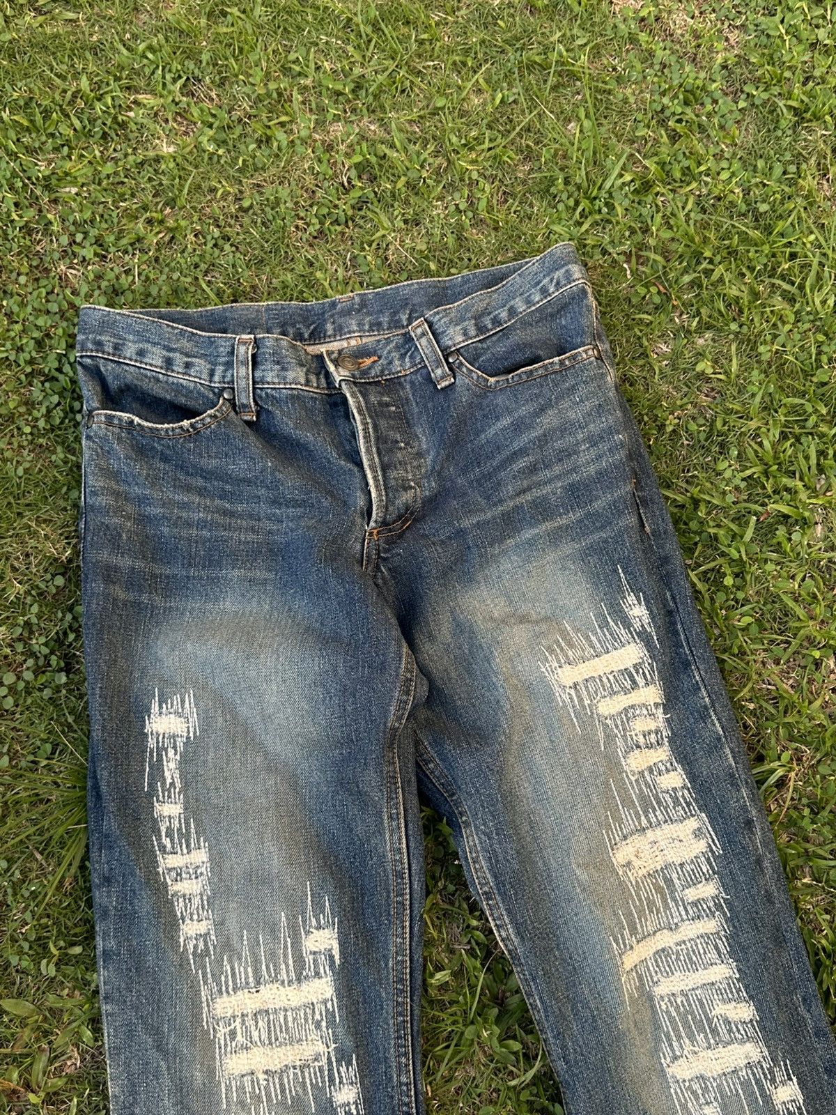 Shellac Shellac Bootcut Flare Distressed Style Blue Denim Size US 28 / EU 44 - 12 Thumbnail
