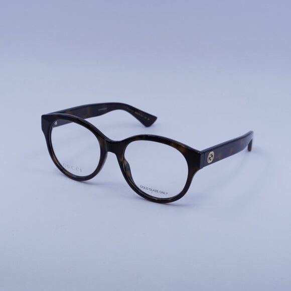 Gucci Gucci GG1580O 002 Eyeglasses Dark Havana 53mm Round Frame Size ONE SIZE - 6 Thumbnail