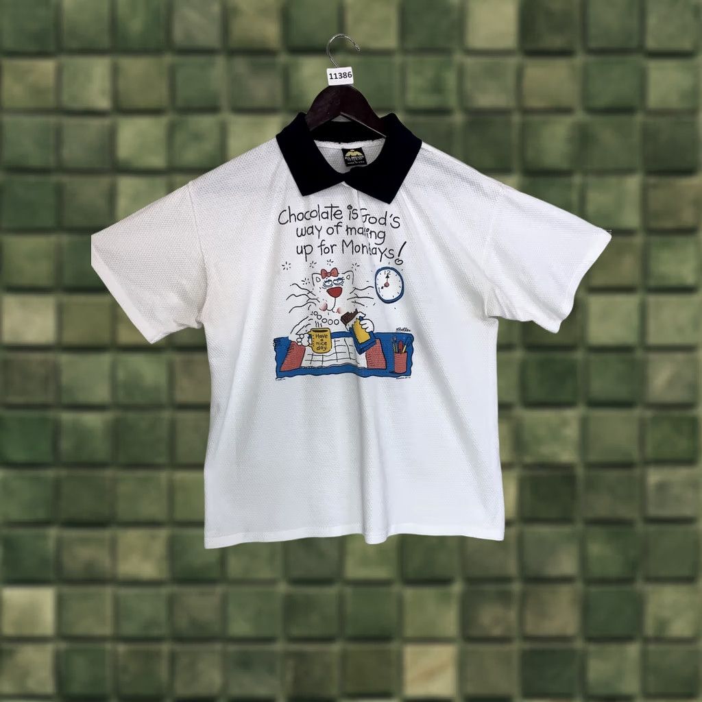 Vintage VINTAGE HL Miller Gold Womens T-Shirt Funny Cat Graphic 1993 Waffle Knit White Large-11386 Size L / US 10 / IT 46 - 1 Thumbnail