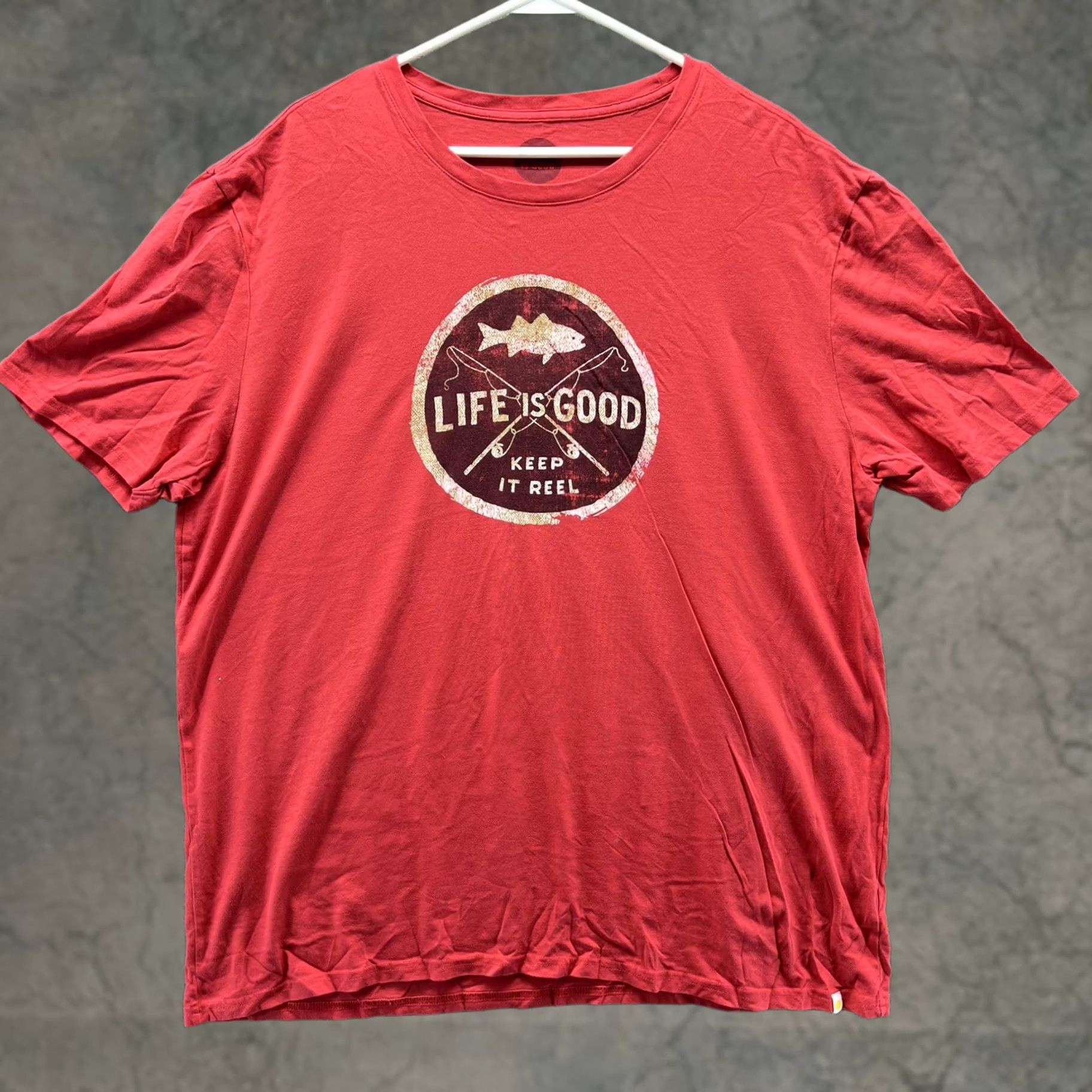 Life is Good Life Is Good Shirt Mens XL Red Short Sleeve Crew Neck Graphic Keep It Reel Outdoors Fishing Size US XL / EU 56 / 4 - 1 Thumbnail