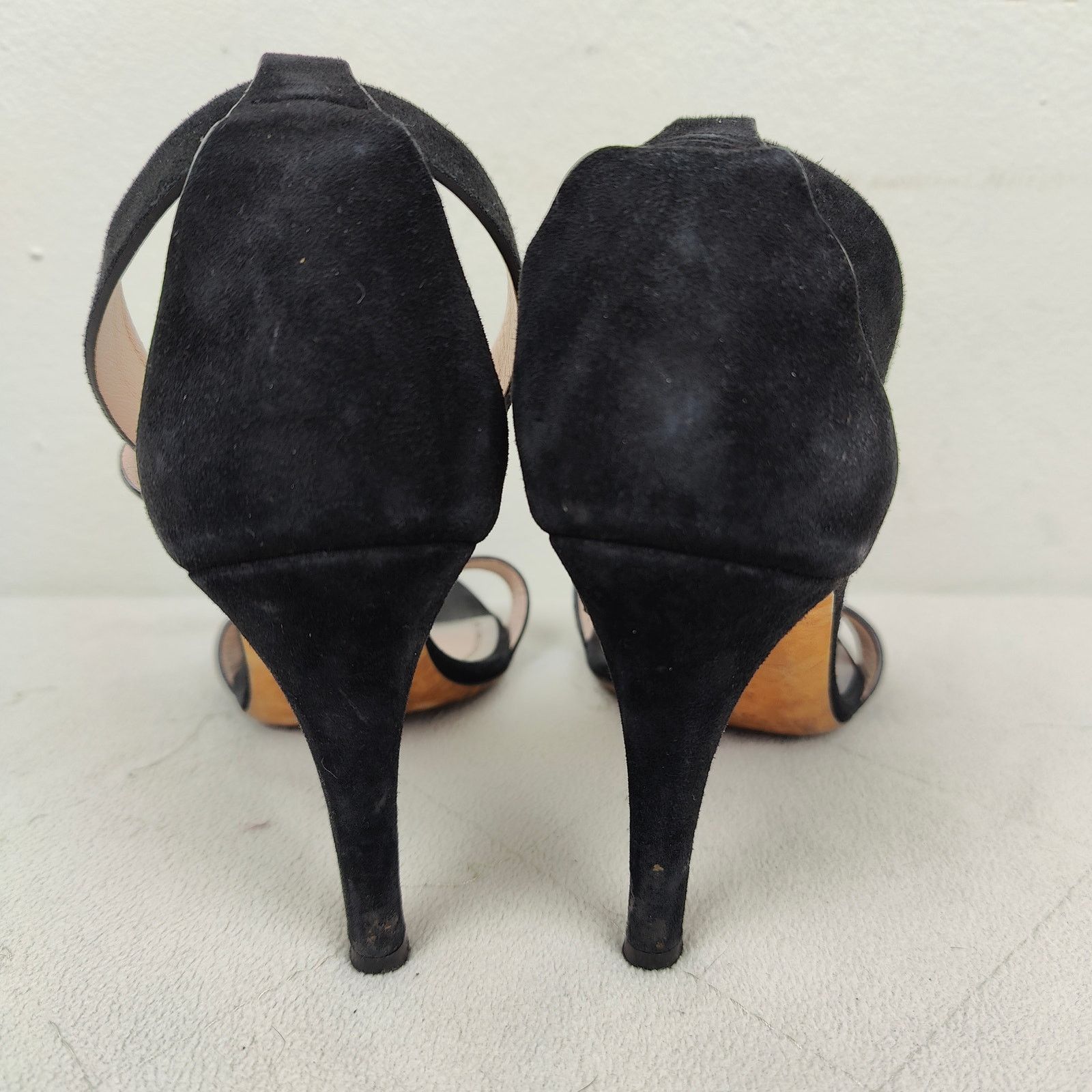 Celine Celine Suede Ankle Wrap Sandals Womens 7.5 37.5 Black Heels Size US 7.5 / IT 37.5 - 6 Thumbnail