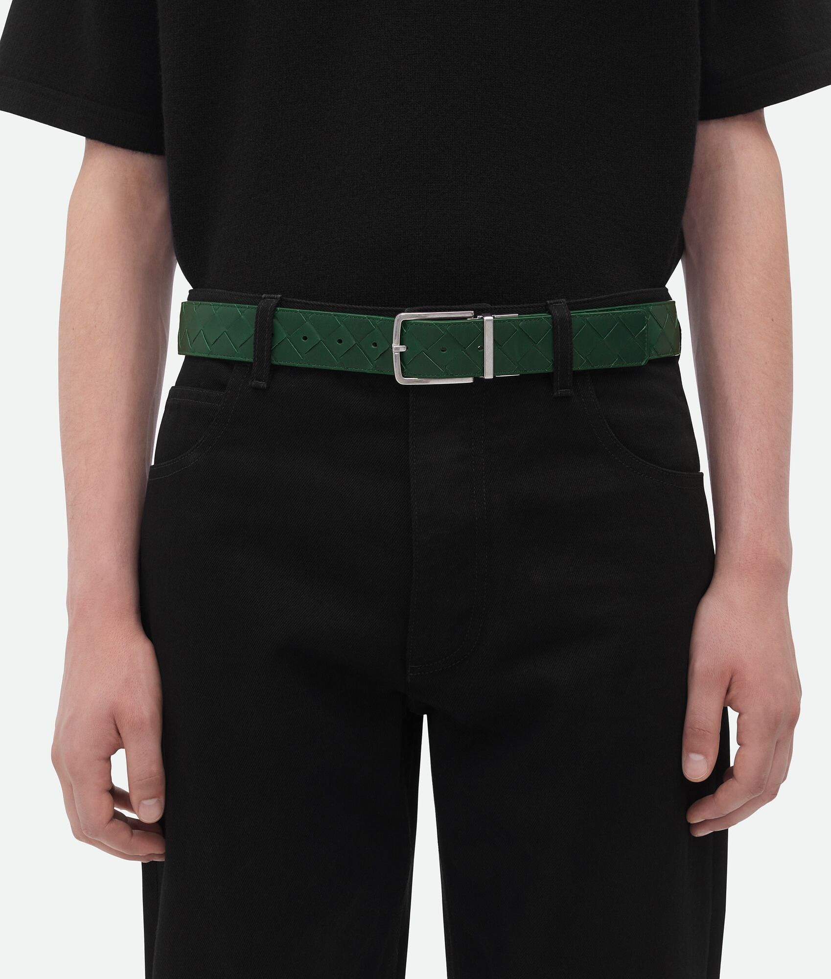 Bottega Veneta o1n1vont0425 Size: 110 / Intrecciato Reversible Belt Green Size 44 - 5 Thumbnail