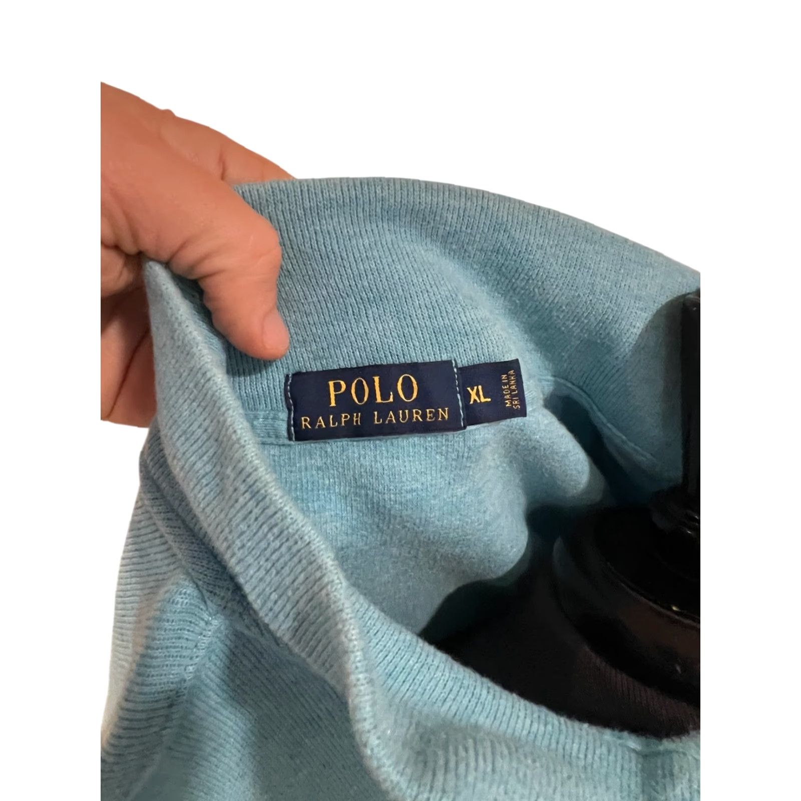 Polo Ralph Lauren VINTAGE Polo Ralph Lauren Mens XL Sweater Teal Blue 1/4 Zip Mock Neck Logo 100% Cotton Size US XL / EU 56 / 4 - 6 Thumbnail