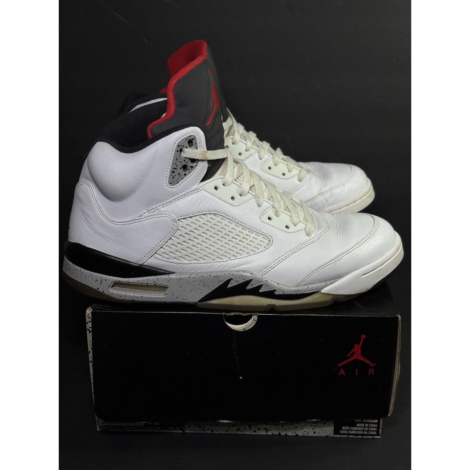 Nike Nike Air Jordan 5 Retro White Cement Mens 12 White Black Size US 12 / EU 45 - 3 Thumbnail