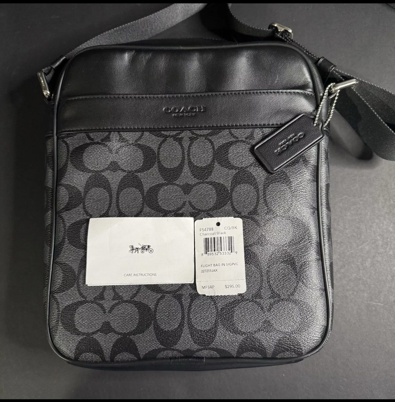 Coach Coach Men’s Charcoal /Black Flight Bag Leather Size ONE SIZE - 1 Thumbnail
