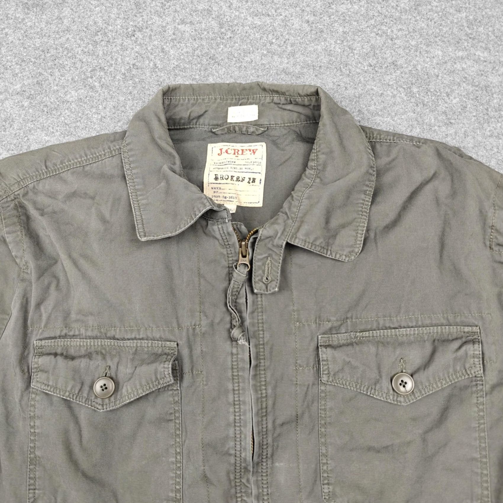 J.Crew J.CREW Womens XL Green Broken In Canvas Military Field Full Zip Pockets - Pre-Owned Excellent Size XL / US 12-14 / IT 48-50 - 3 Thumbnail