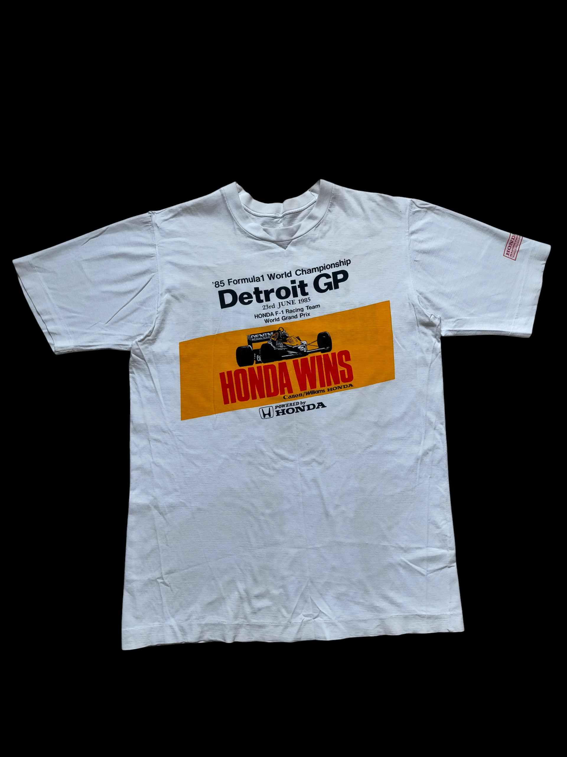 Vintage 80s Honda F-1 single stich distress white tee