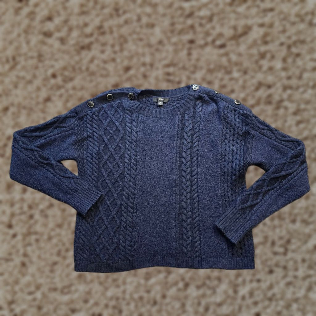 J.Crew J.CREW Sweater Womens Small Blue Alpaca Wool Fishermans Cable Knit Casual Preppy Pullover Size S / US 4 / IT 40 - 1 Thumbnail