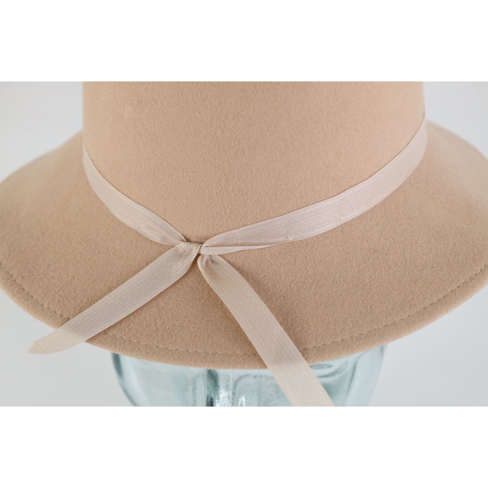 Vintage Vintage 60s Rockabilly Ribbon Peachfelt Wool Felt Cloche Hat Size ONE SIZE - 2 Thumbnail