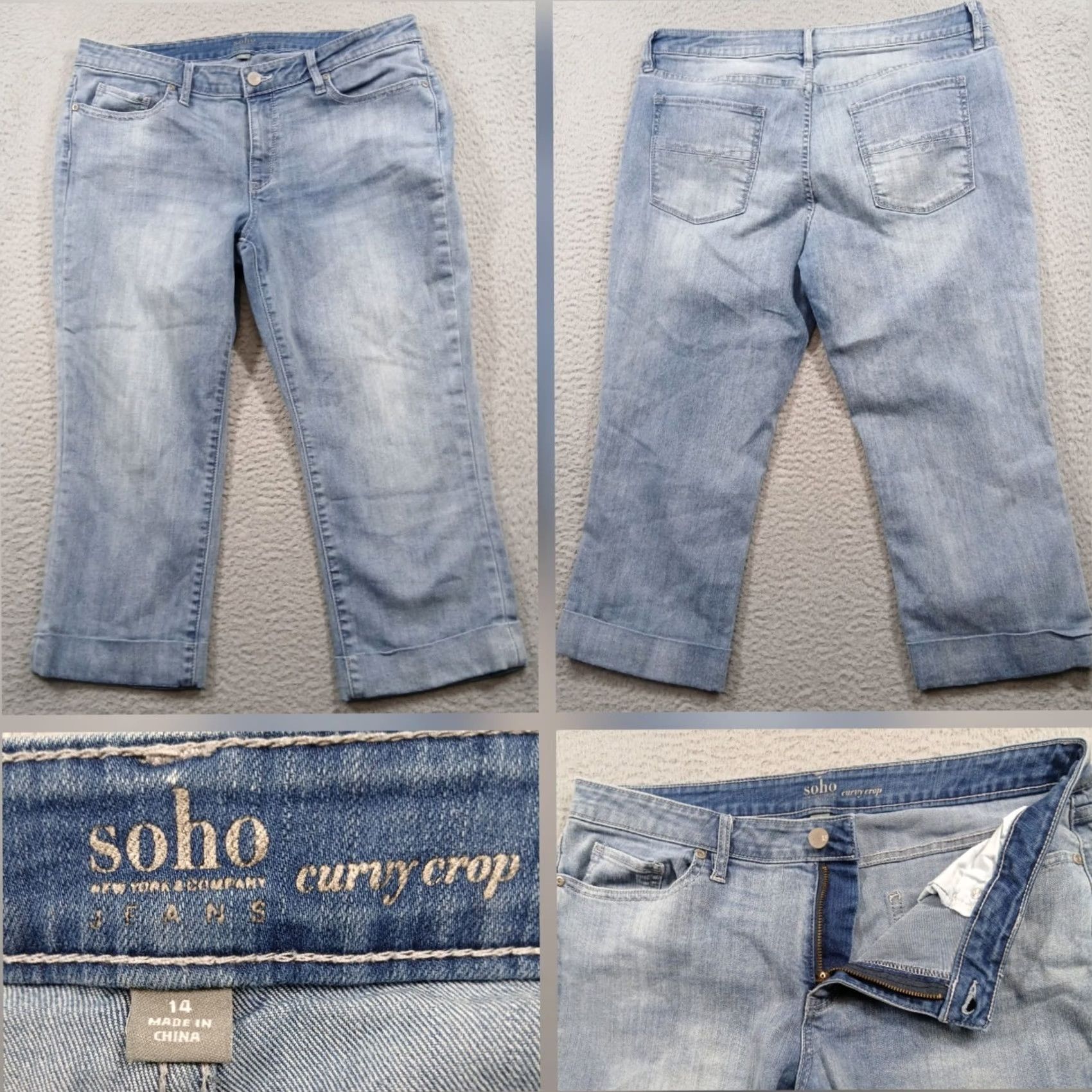 Denime New York & Company Soho Curvy Crop Jeans Women's Size 14 Light Wash Denim Size 36" / US 14 / IT 50 - 2 Thumbnail
