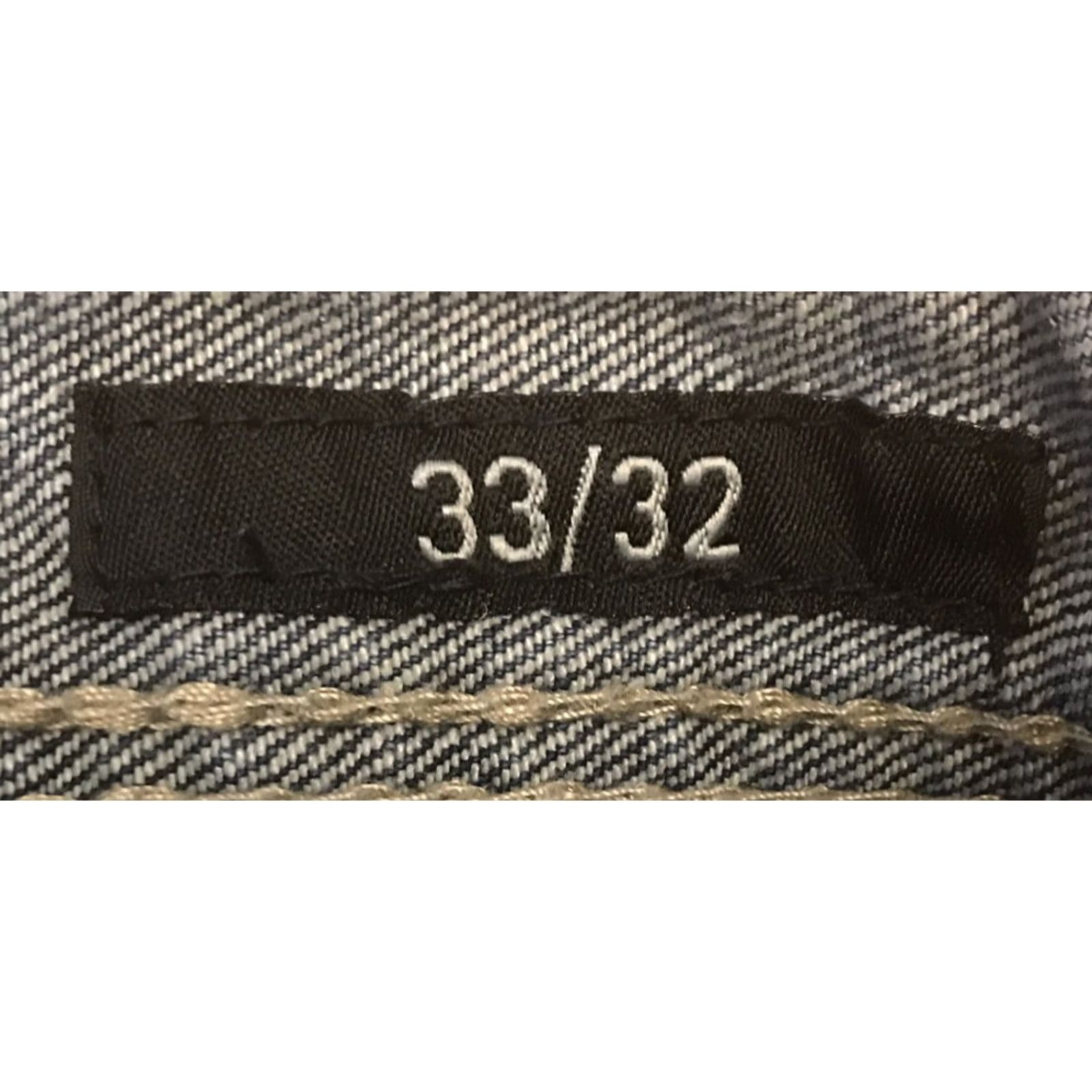 Vintage CJ Black Mens 33x32 Slim Straight Blue Jeans Low Rise Distressed Thick Stitch Size US 33 - 7 Thumbnail