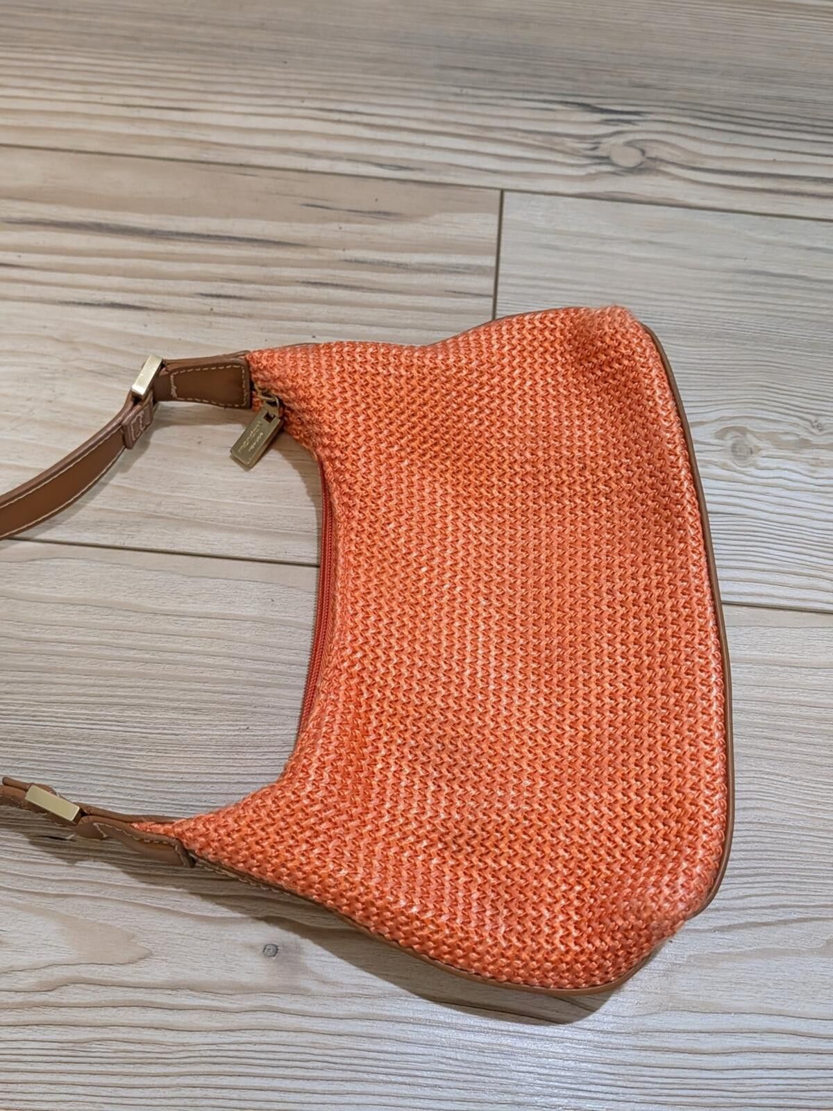 Other Mondani Orange Woven Shoulder Bag with Tan Leather Trim Size ONE SIZE - 4 Thumbnail