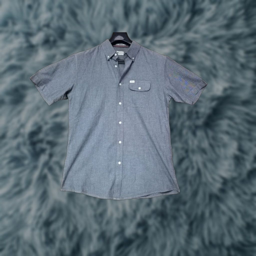 Vintage Matix Button-Up Shirt Gray Short Sleeve Cotton Men's Size Large Size US L / EU 52-54 / 3 - 1 Thumbnail