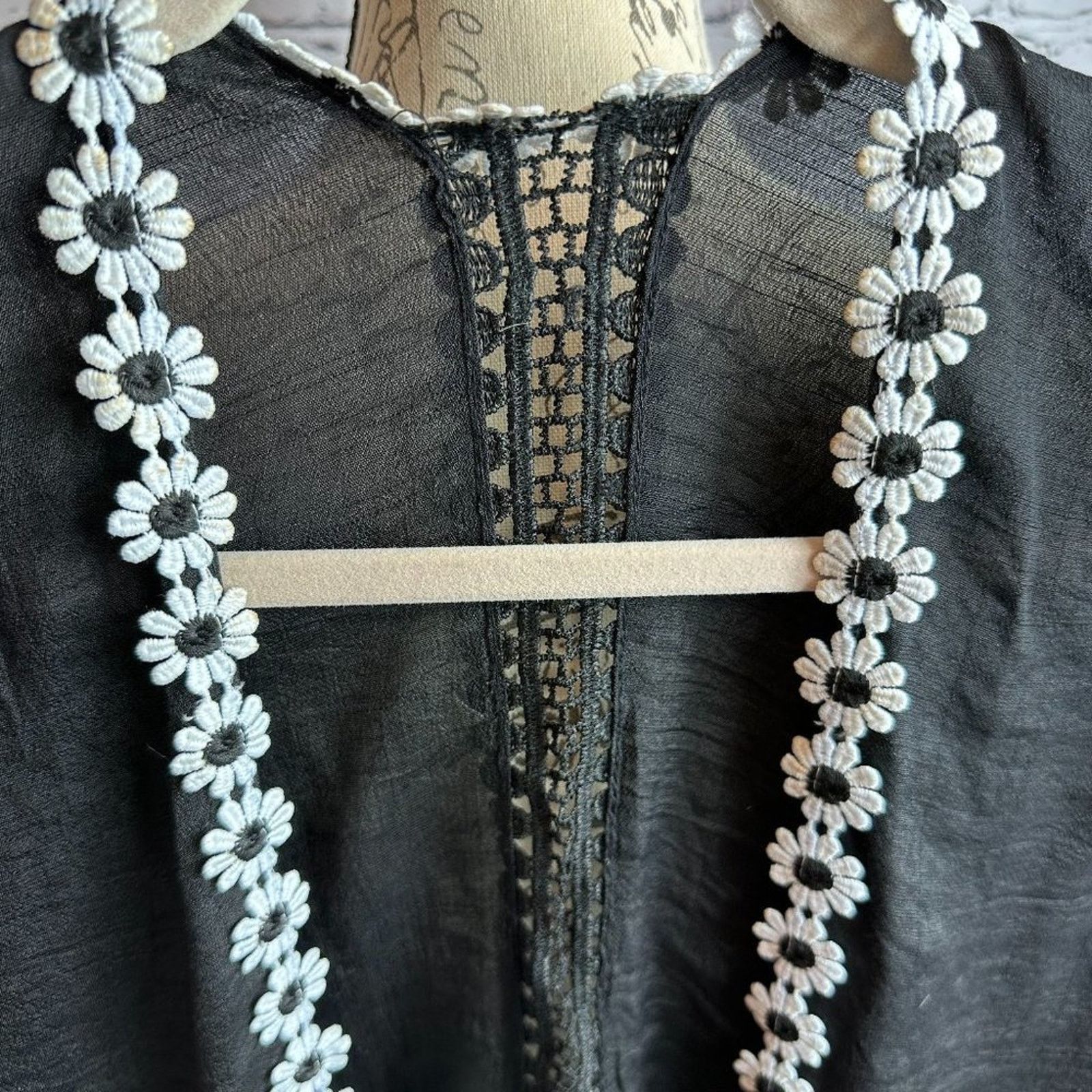 Other Black with White Daisies Kimono - Black/White - One Size Size ONE SIZE - 6 Thumbnail