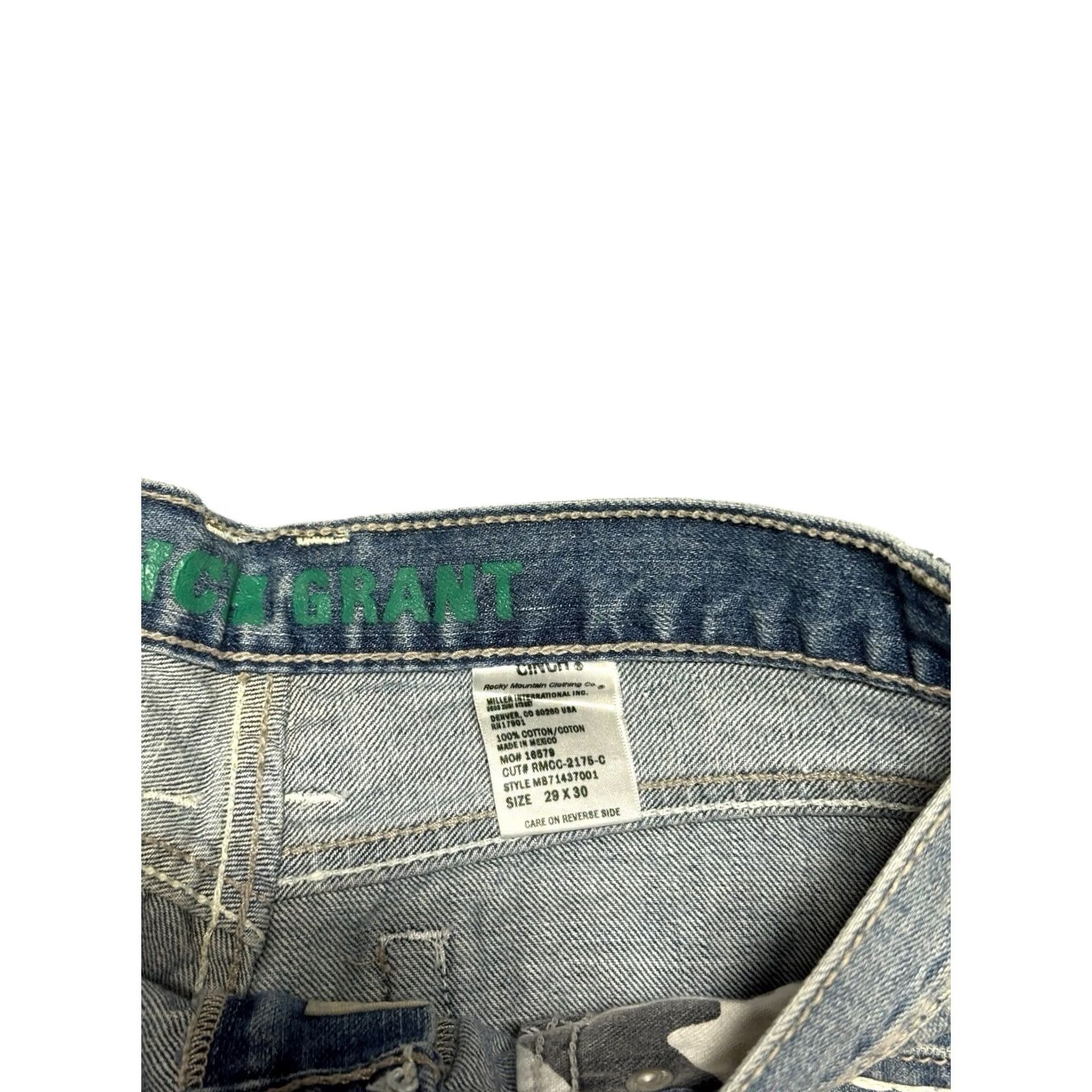 Denime Cinch Grant Jeans Mens 29x32 Blue Denim Straight Leg Mid Rise Western Distressed Jeans Mens Regular Size 29 Color Blue with Pockets Size US 29 - 6 Thumbnail