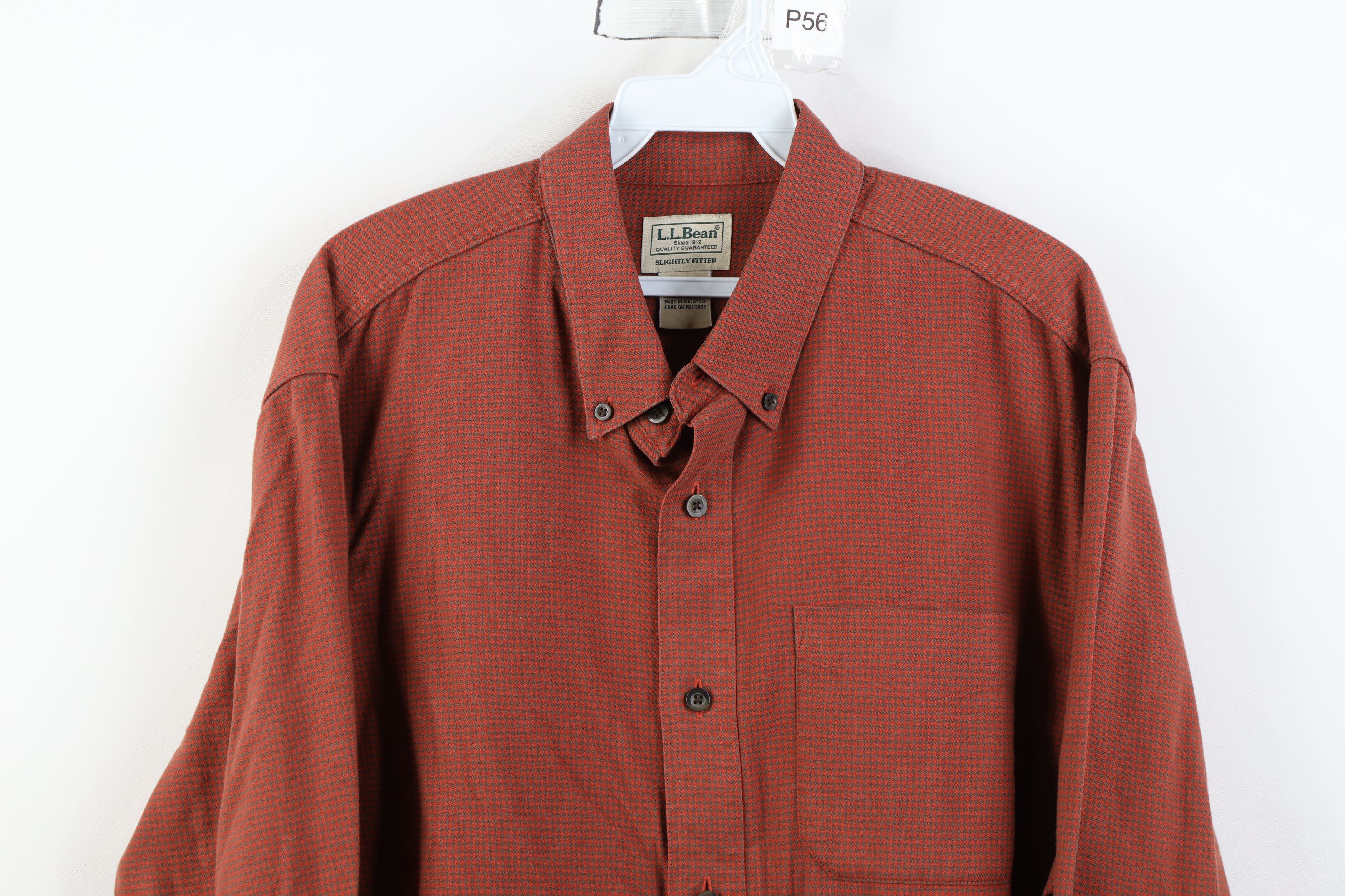 L.L. Bean Vintage 90s LL Bean Houndstooth Collared Button Down Shirt Size US L / EU 52-54 / 3 - 2 Thumbnail