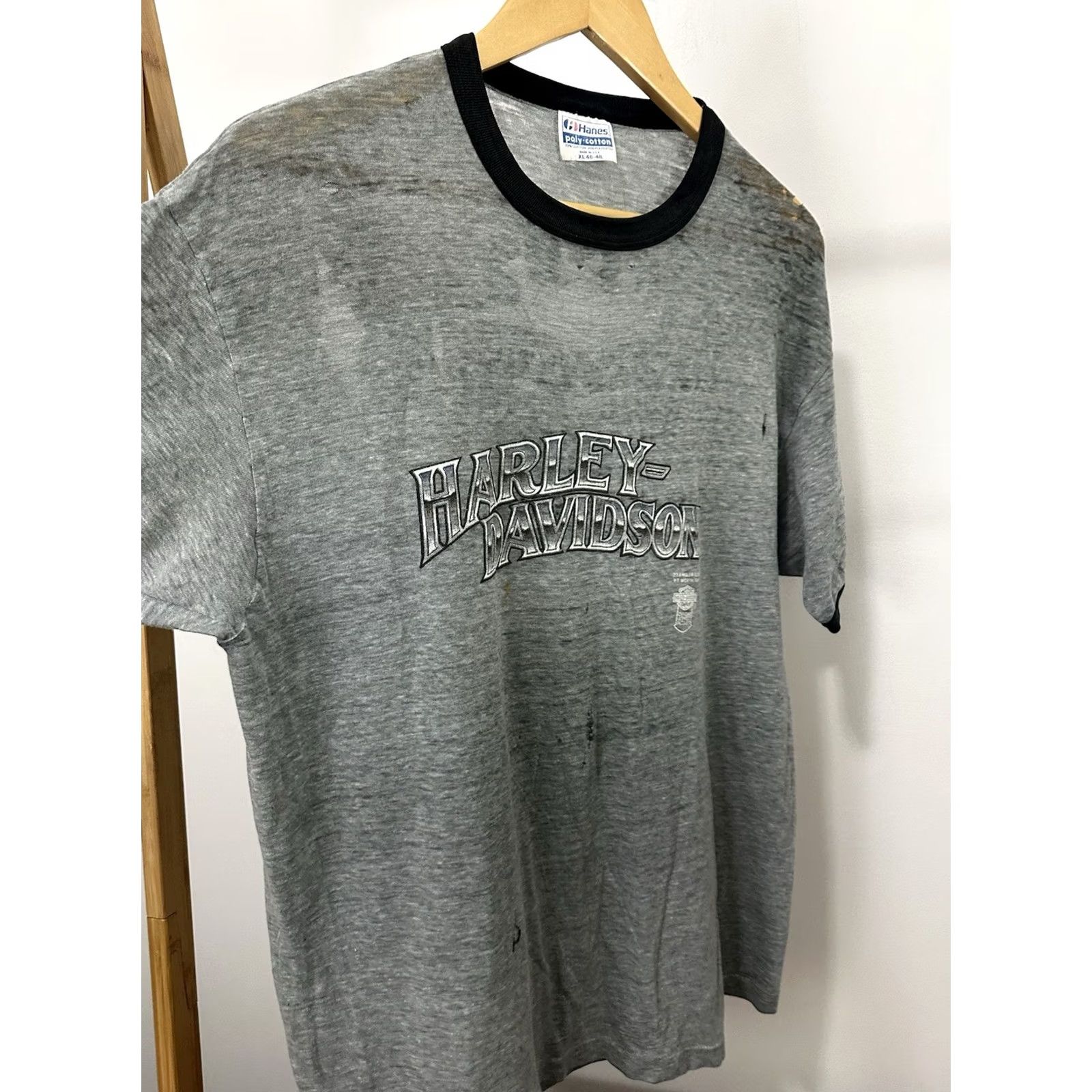 Hanes VTG 80s Harley Davidson 3D Emblem Thrashed Paper Thin Burnout T-Shirt XL Mens Gray Harley Davidson Shirt XL Mens Distressed Biker Grunge 80s Size US XL / EU 56 / 4 - 5 Thumbnail