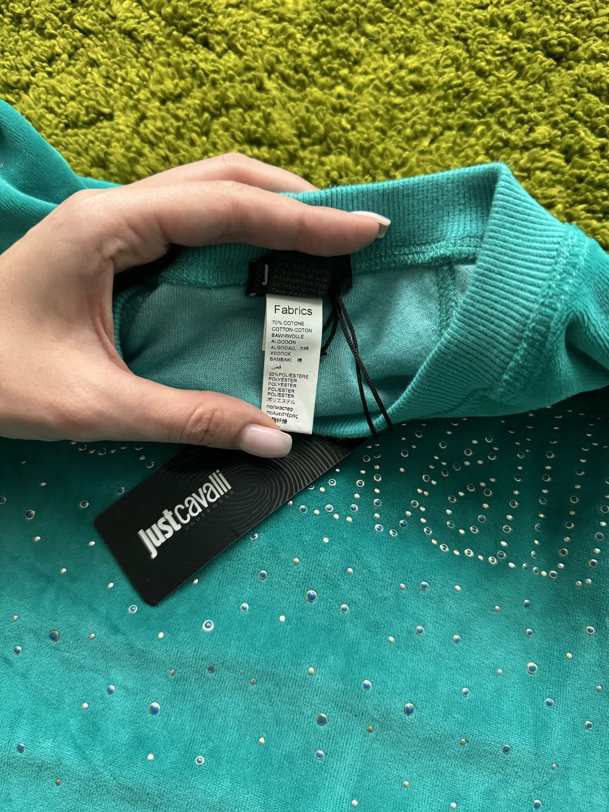 Designer × Just Cavalli × Roberto Cavalli Just Cavalli NWT rhinestone logo velour sweatshirt Size M / US 6-8 / IT 42-44 - 6 Thumbnail