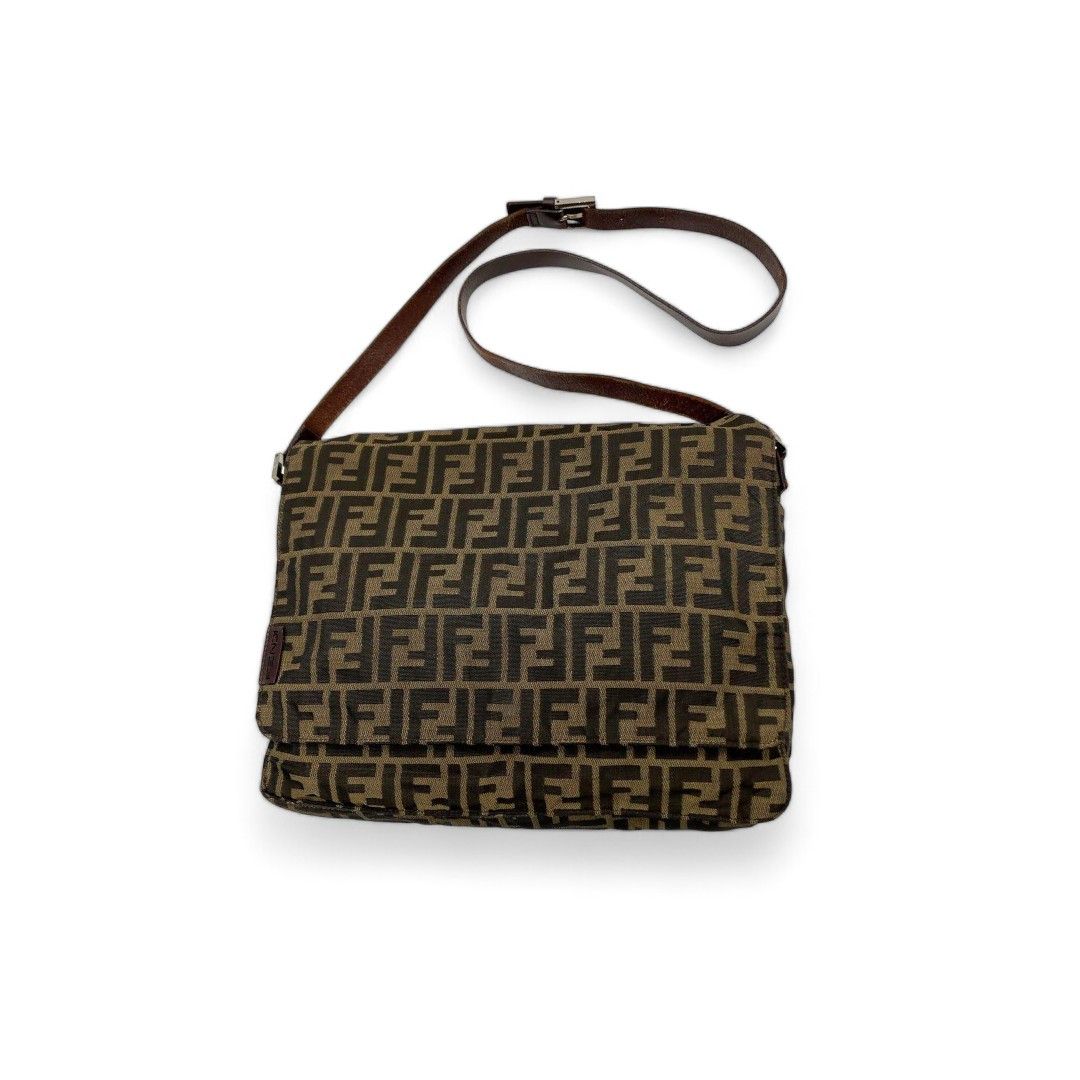 Fendi Fendi - Canvas Leather Shoulder Bag Handbag Brown Monogram Size ONE SIZE - 1 Thumbnail