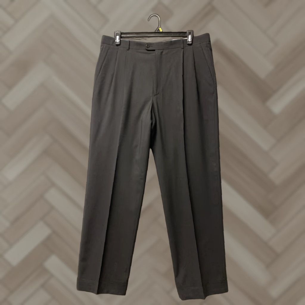 Zanella Zanella Duncan Pleated Dress Pants Mens 36x32 Wool Black Size US 36 / EU 52 - 1 Thumbnail