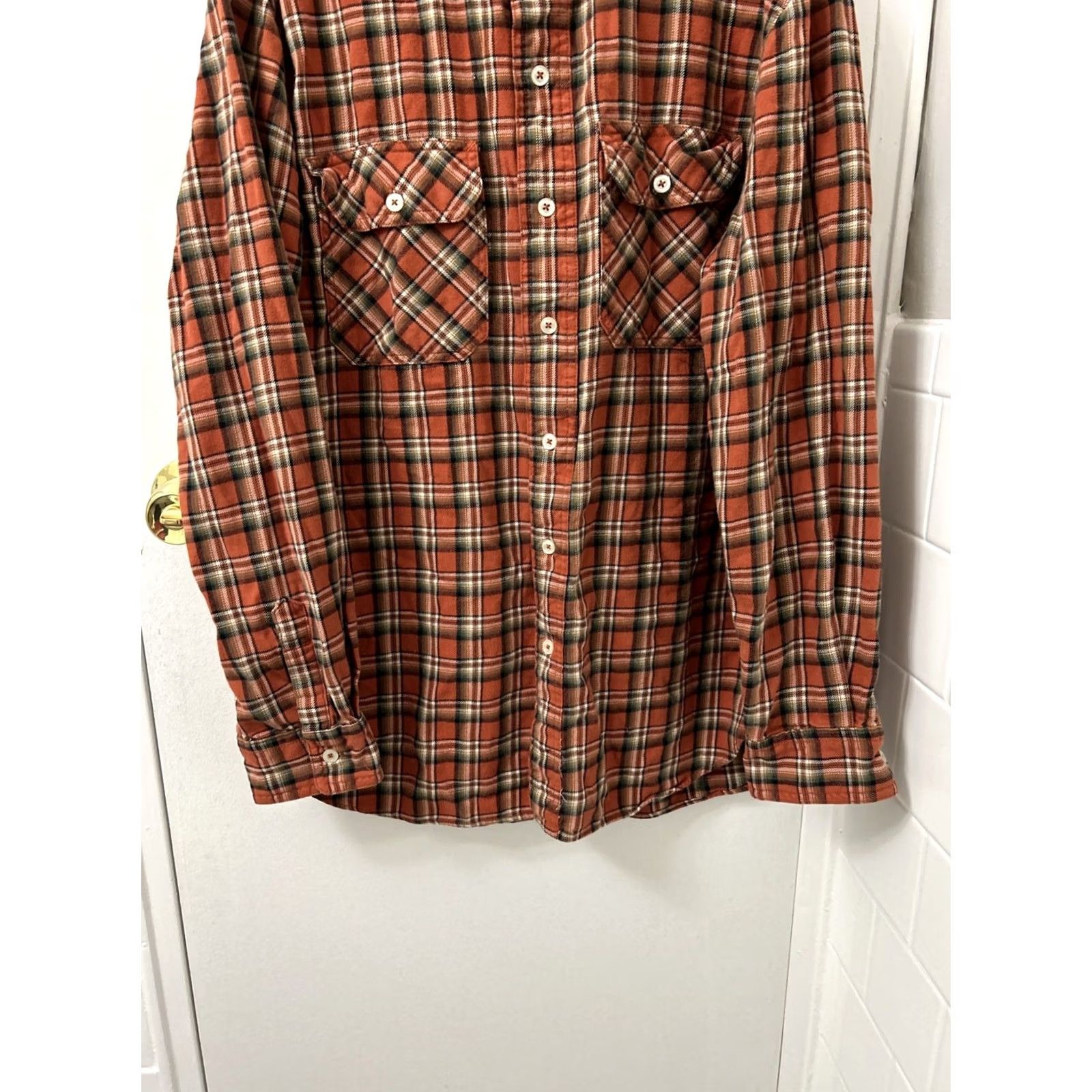 Pendleton VINTAGE Pendleton Shirt Mens L Orange Plaid Button-Down Flannel Pockets Long Sleeve Size US L / EU 52-54 / 3 - 3 Thumbnail