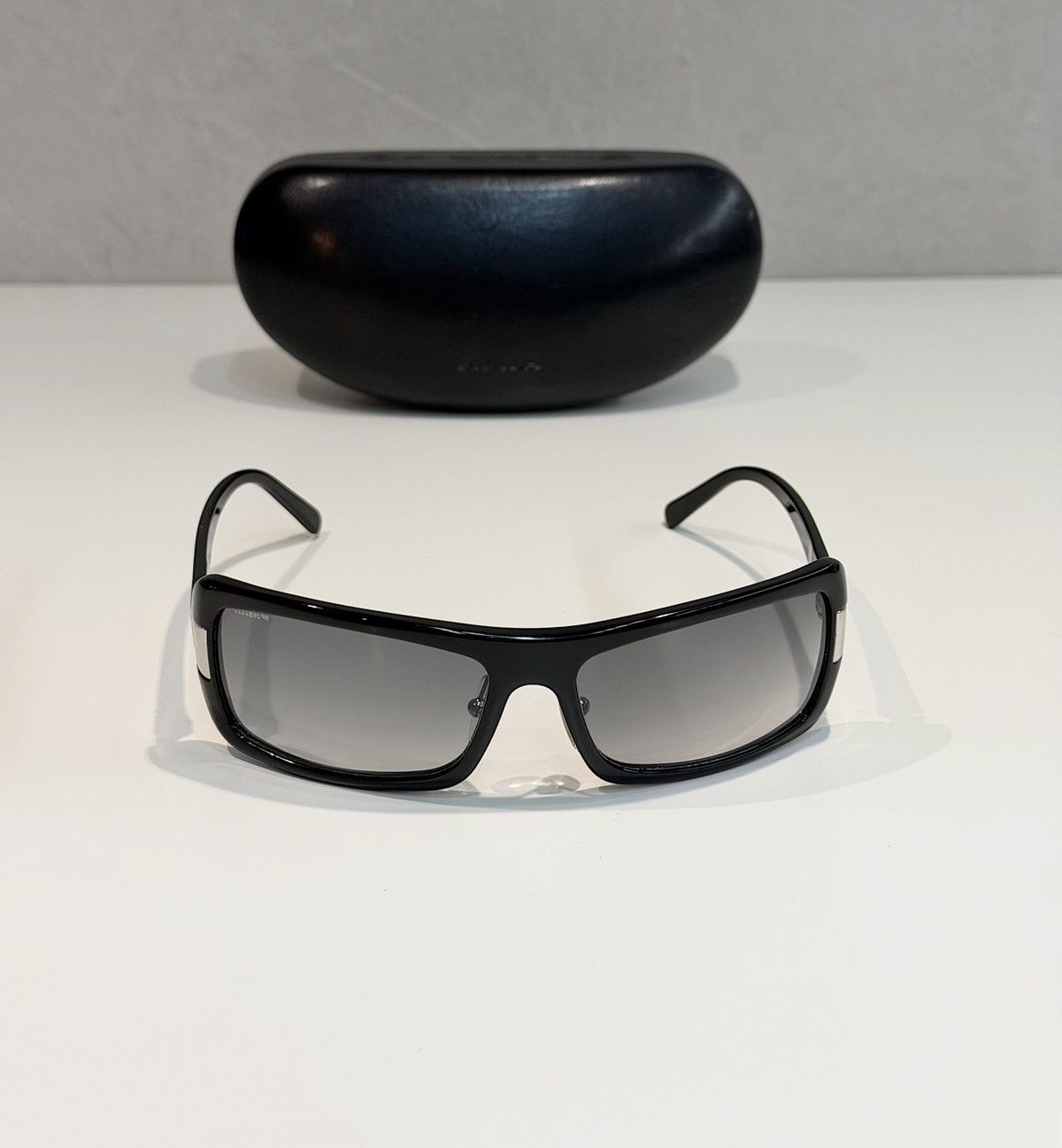 Prada PRADA Wrap Logo Sunglasses SPR23G Runway Black Silver Size ONE SIZE - 3 Thumbnail