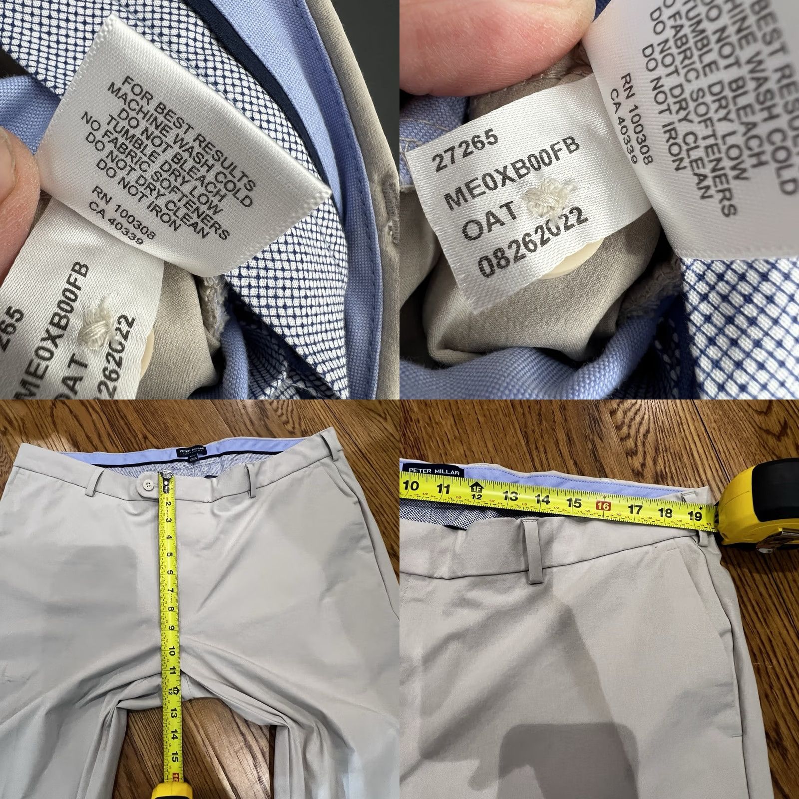 Peter Millar Peter Millar Men's Khaki Flat Front Pants Size 40x30 Beige Twill Chino Regular Straight Zipper Button Pockets Crown Crafted Size US 40 / EU 56 - 8 Thumbnail