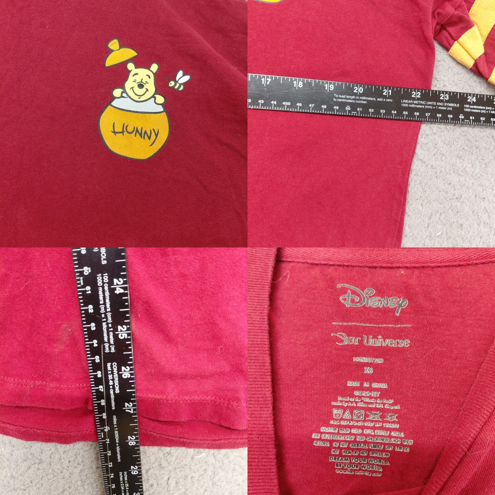 Disney Winnie The Pooh Spirit Jersey Women's Size XSmall Long Sleeve Disney Shirt Red 100% Cotton Size XS / US 0-2 / IT 36-38 - 8 Thumbnail