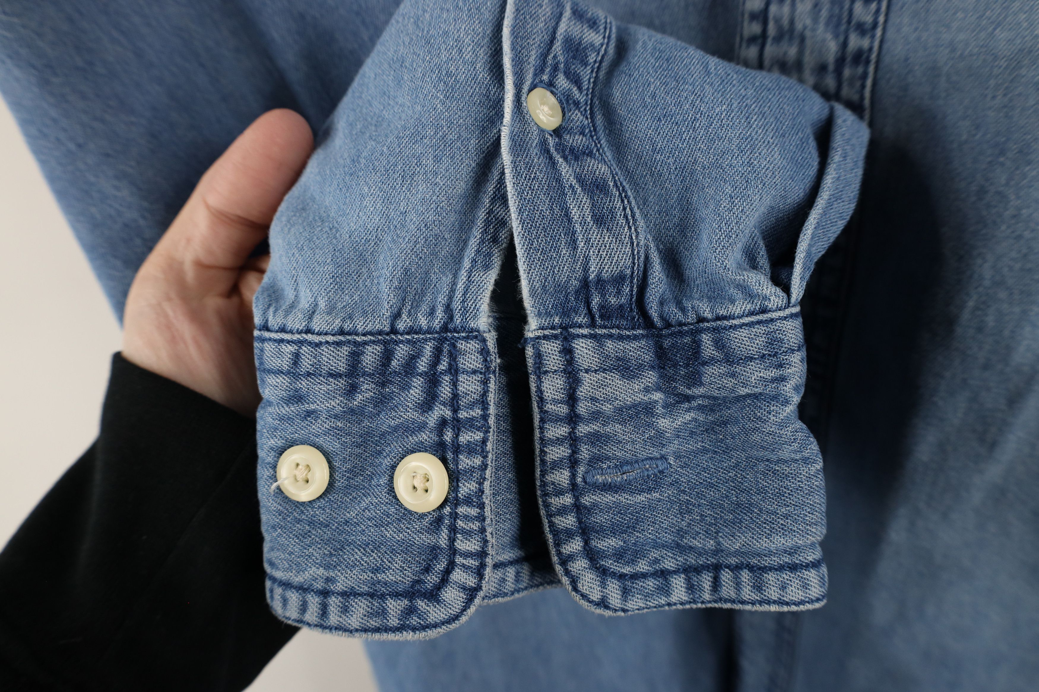 Vintage Vintage 90s Streetwear Denim Jean Button Down Shirt Blue Size US XL / EU 56 / 4 - 4 Thumbnail