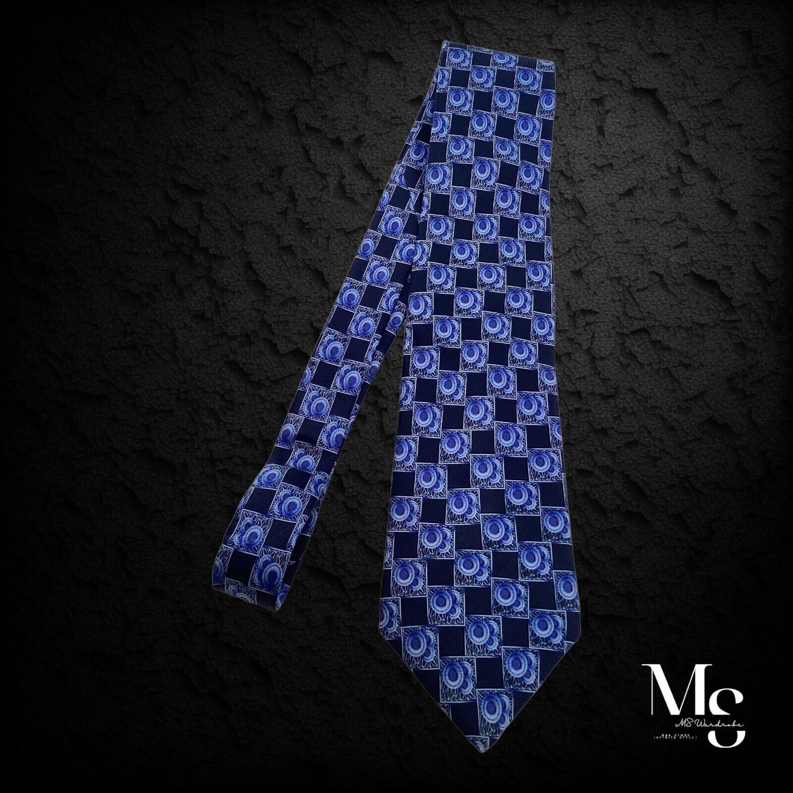 Lanvin LANVIN PARIS Blue Medallion Luxury Silk Tie Made In France W Size ONE SIZE - 6 Thumbnail