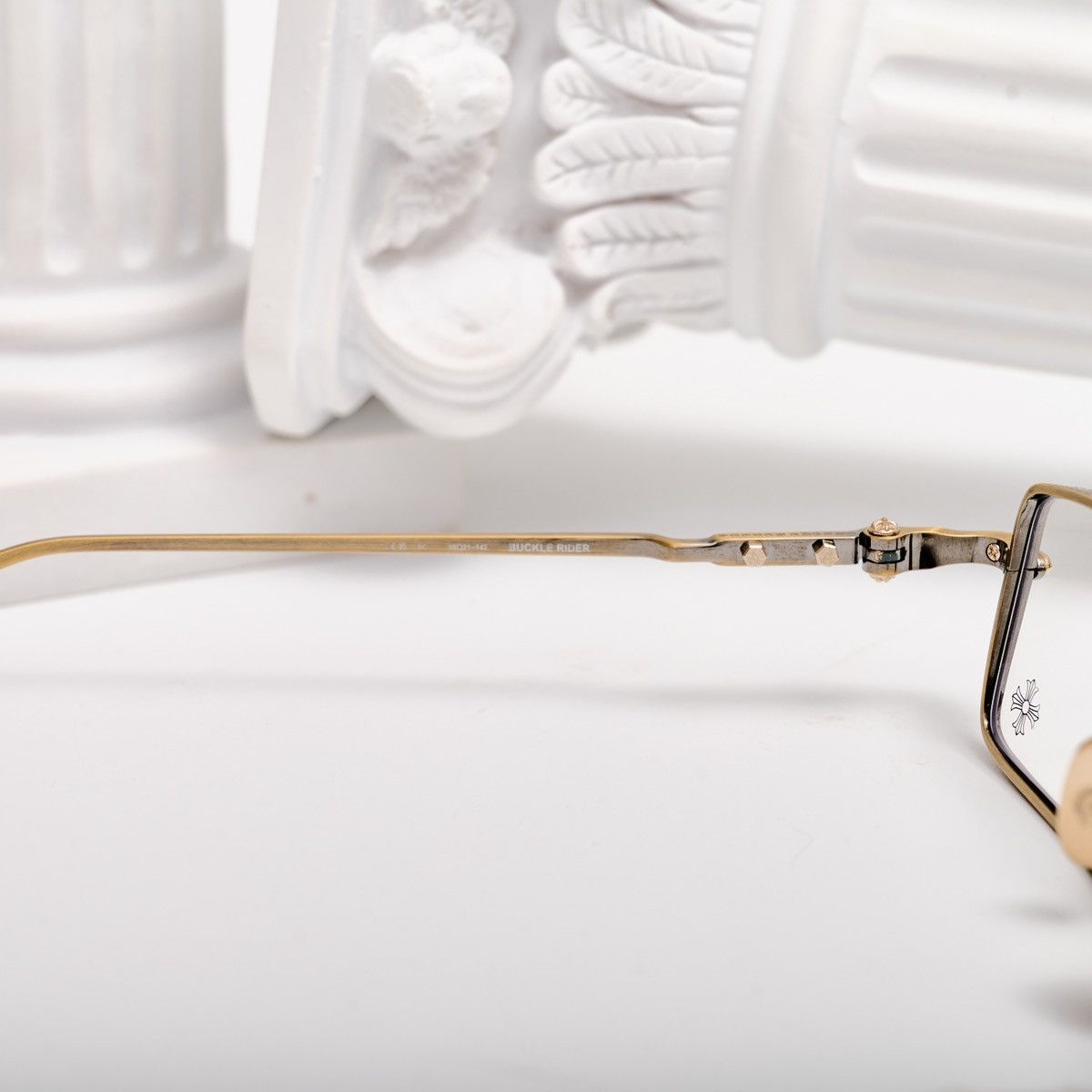 CHROME HEARTS BUCKLE RIDER ANTIQUE GOLD GLASSES