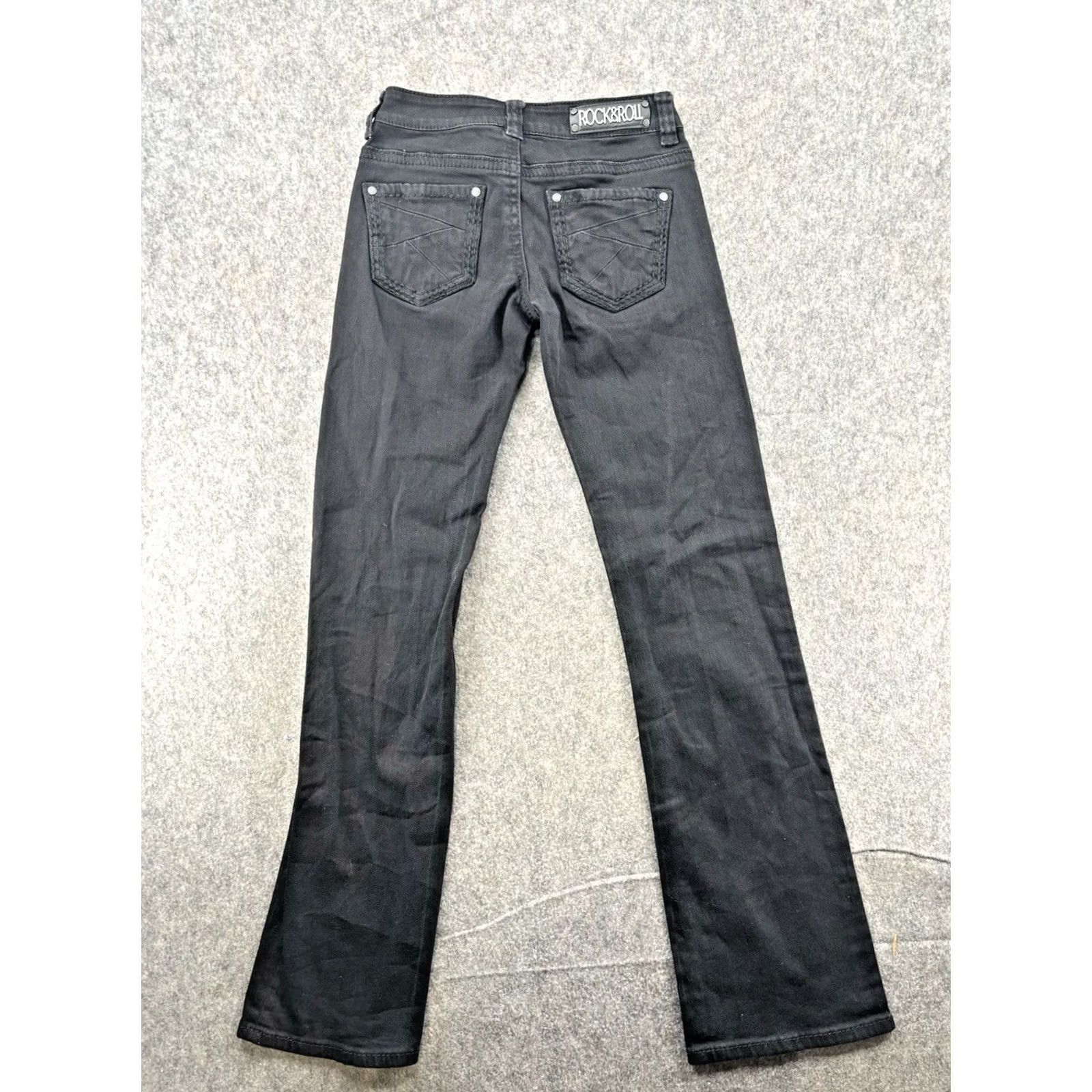 Denime Rock and Roll Cowgirl Jeans Women's Black Denim Size 25x35 Stretch 5-Pocket Rock Theme Skinny Regular Denim Jeans Boys and Girls W25XL35 Mens Womens Size 42" / US 20 - 6 Thumbnail