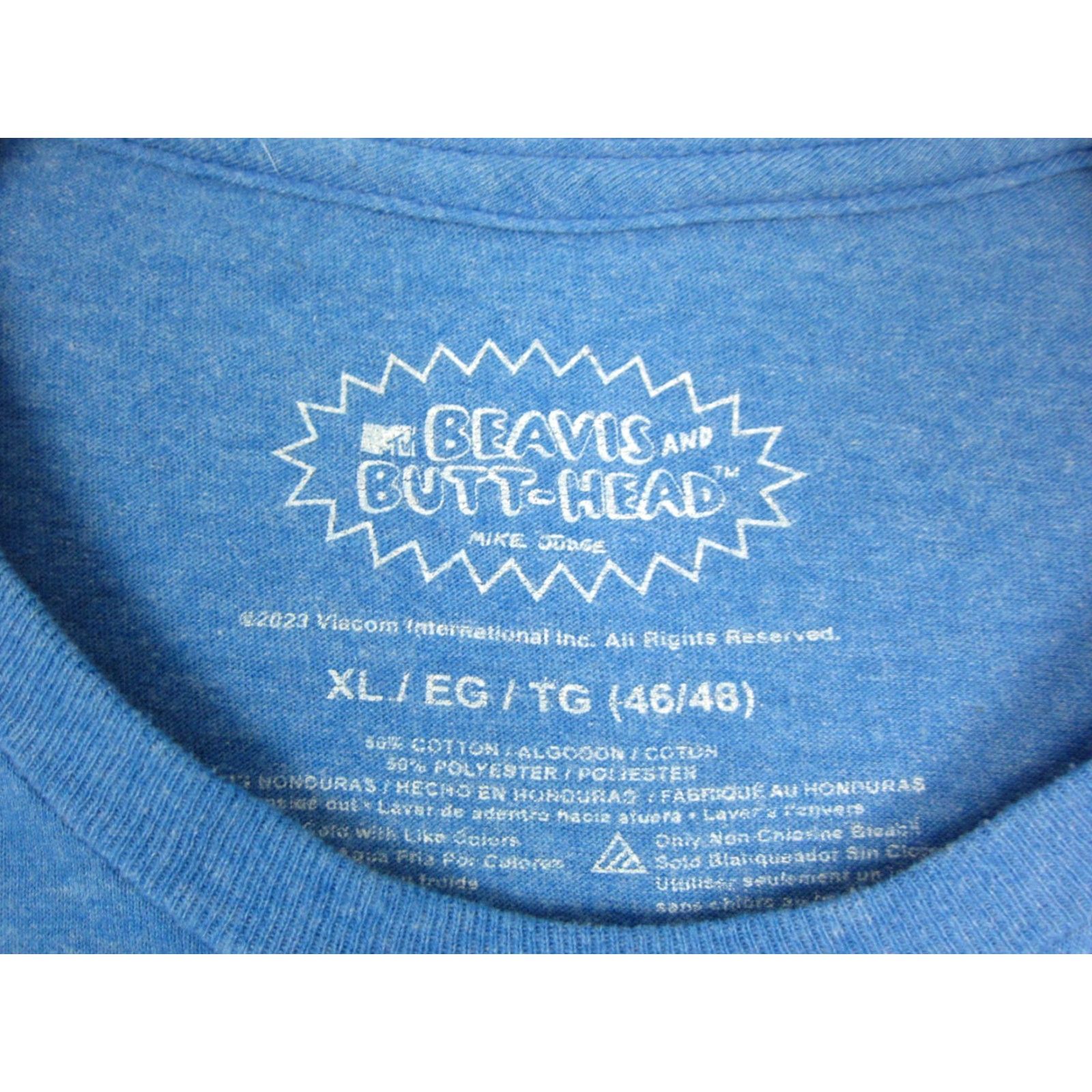 Vintage Beavis and Butt-Head Shirt Mens XL Blue White Crew Neck Tee 90s Graphic T-Shirt Size US XL / EU 56 / 4 - 5 Thumbnail