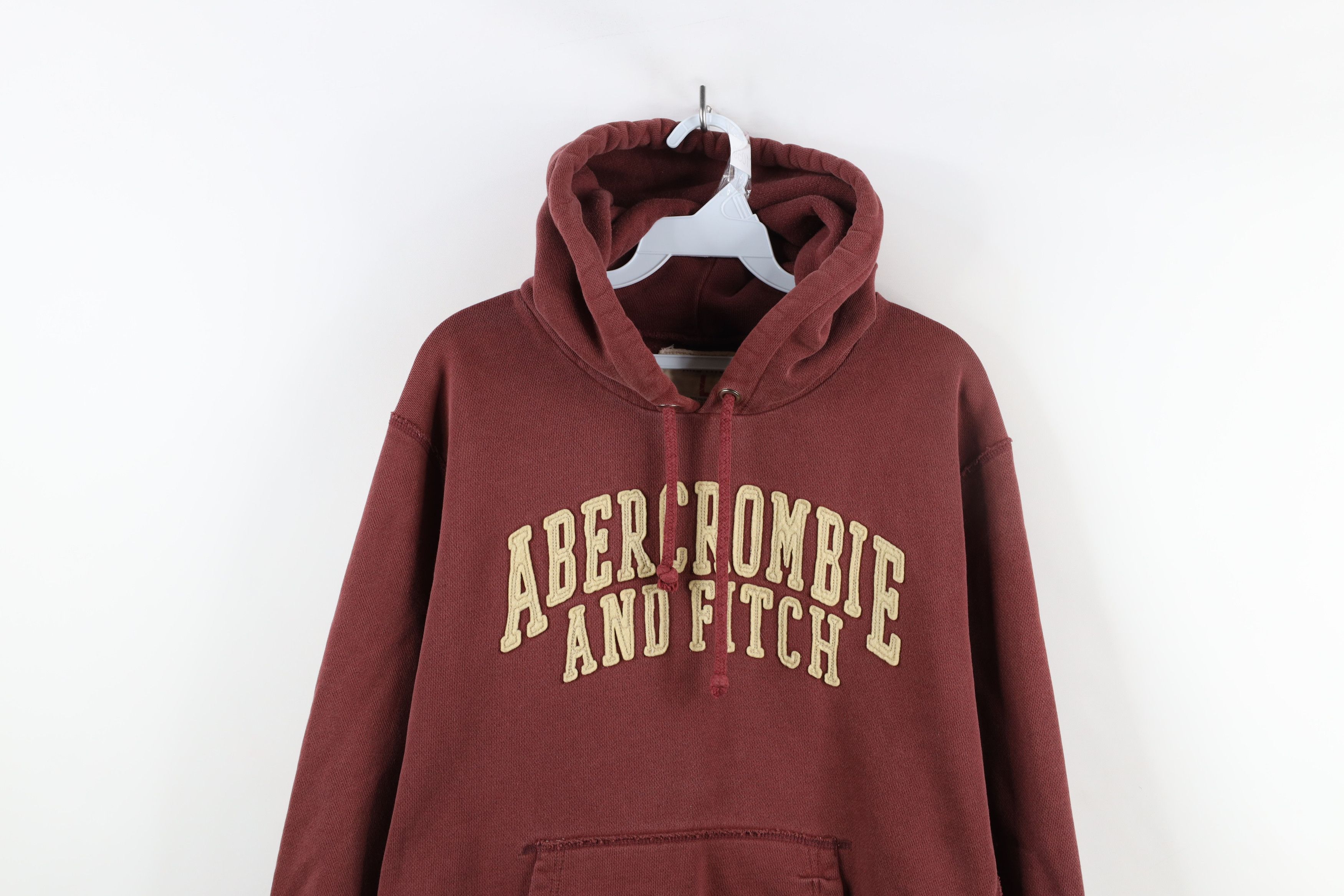 Abercrombie & Fitch × Vintage Vintage 90s Y2K Abercrombie & Fitch Spell Out Hoodie Red Size US L / EU 52-54 / 3 - 2 Thumbnail