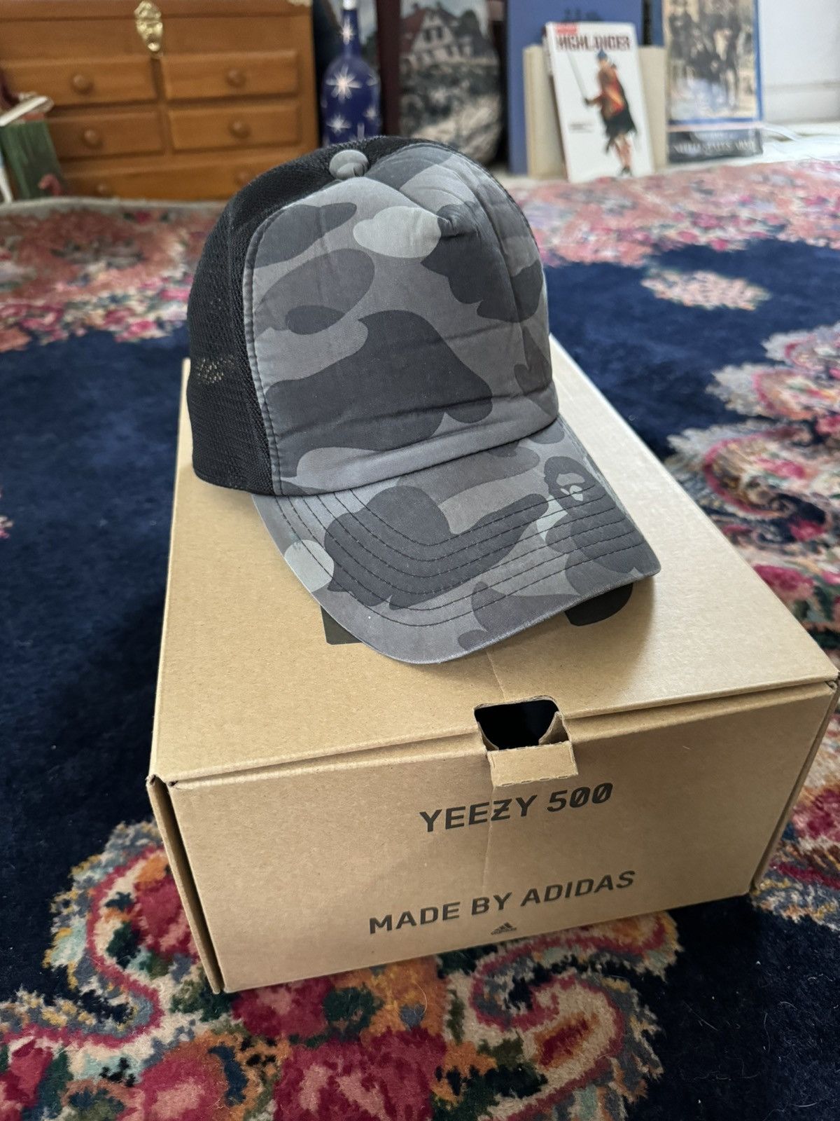 image of Bape Color Camo Mesh Cap in Black, Men's