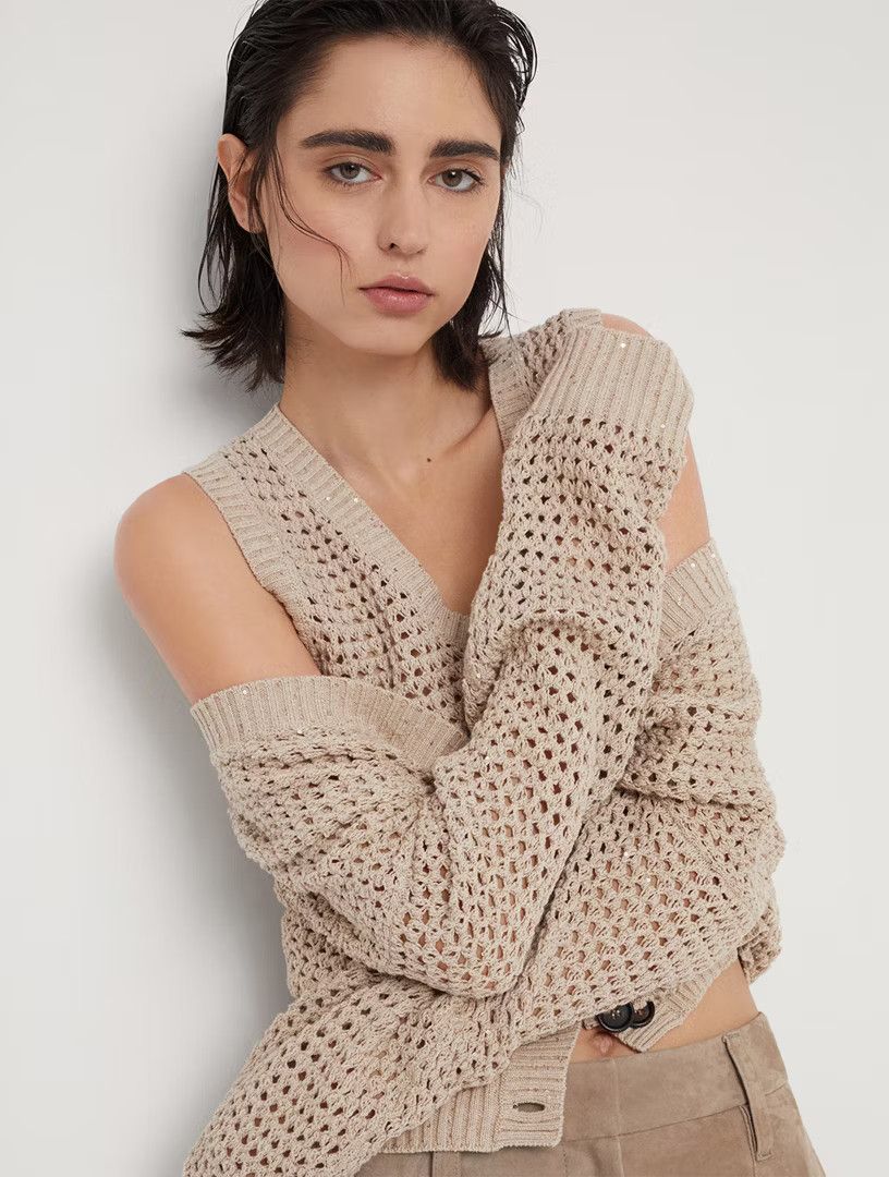 Brunello Cucinelli o1la1rc1a0425 Cardigan in Camel Size M / US 6-8 / IT 42-44 - 6 Thumbnail