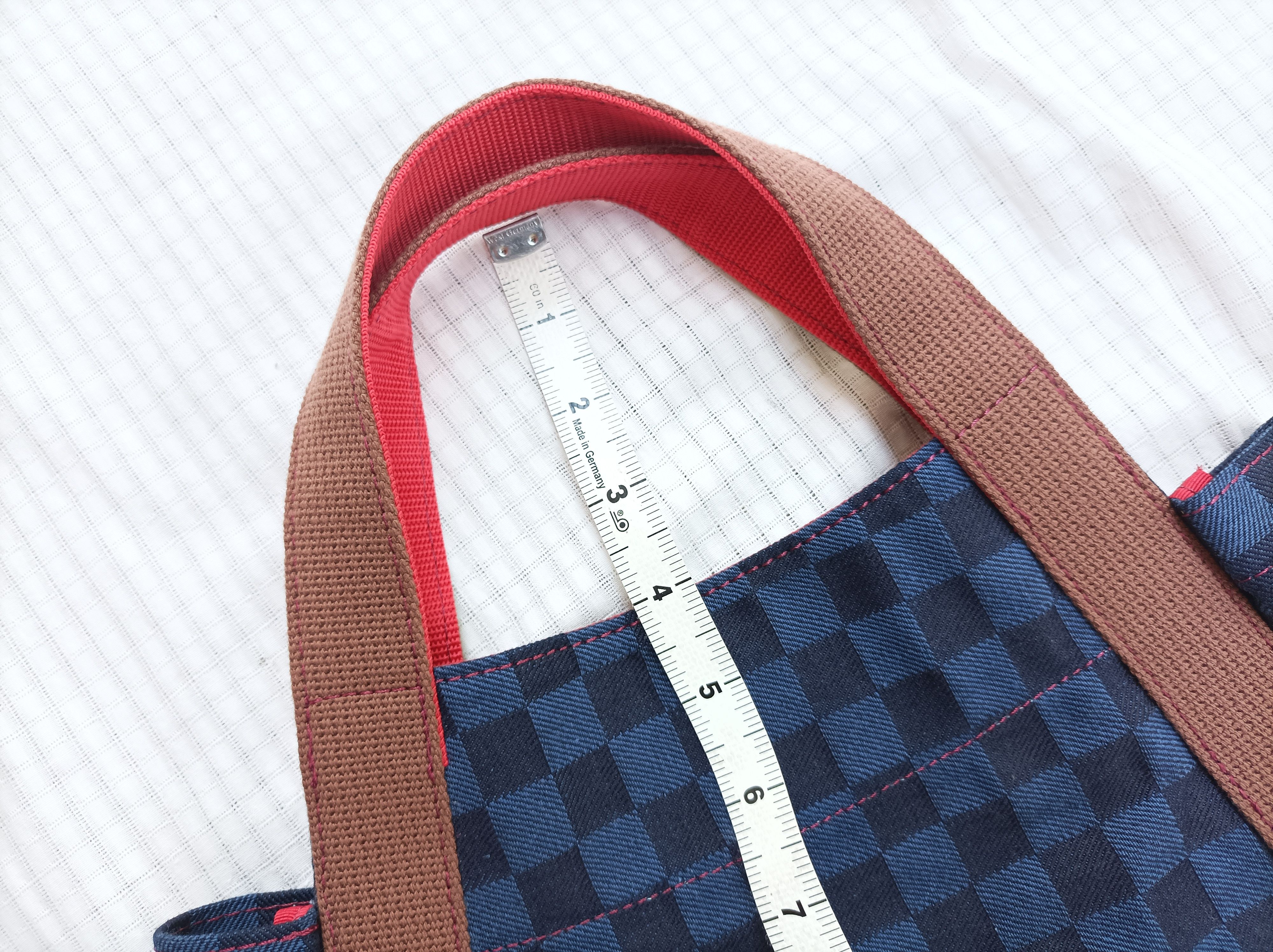 Japanese Brand (B56) Kurashiki Ogino Hanpu Navy Blue Check Cotton Hand Bag Size ONE SIZE - 12 Thumbnail