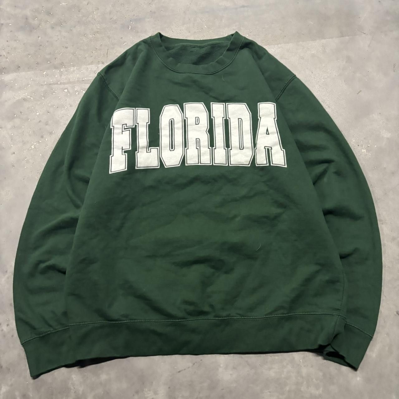 Japanese Brand × Vintage Crazy Vintage Y2K/2000s Forest Green Florida Spellout Streetwear Essential Crewneck! Size US M / EU 48-50 / 2 - 1 Thumbnail