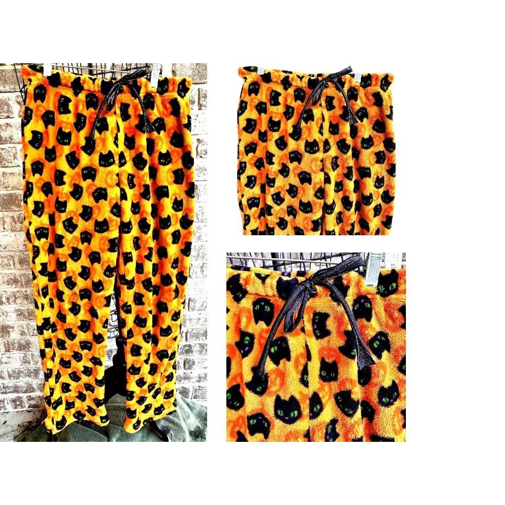 Other Pillow Talk Pajama Bottoms Medium Black Cats Jack O Lanterns Size 30" / US 8 / IT 44 - 7 Thumbnail