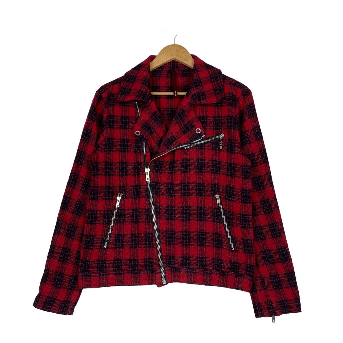 Japanese Brand SM SHADU Asymmetrical Zipper Double Collar Jacket #0937-C42 Size US M / EU 48-50 / 2 - 1 Thumbnail