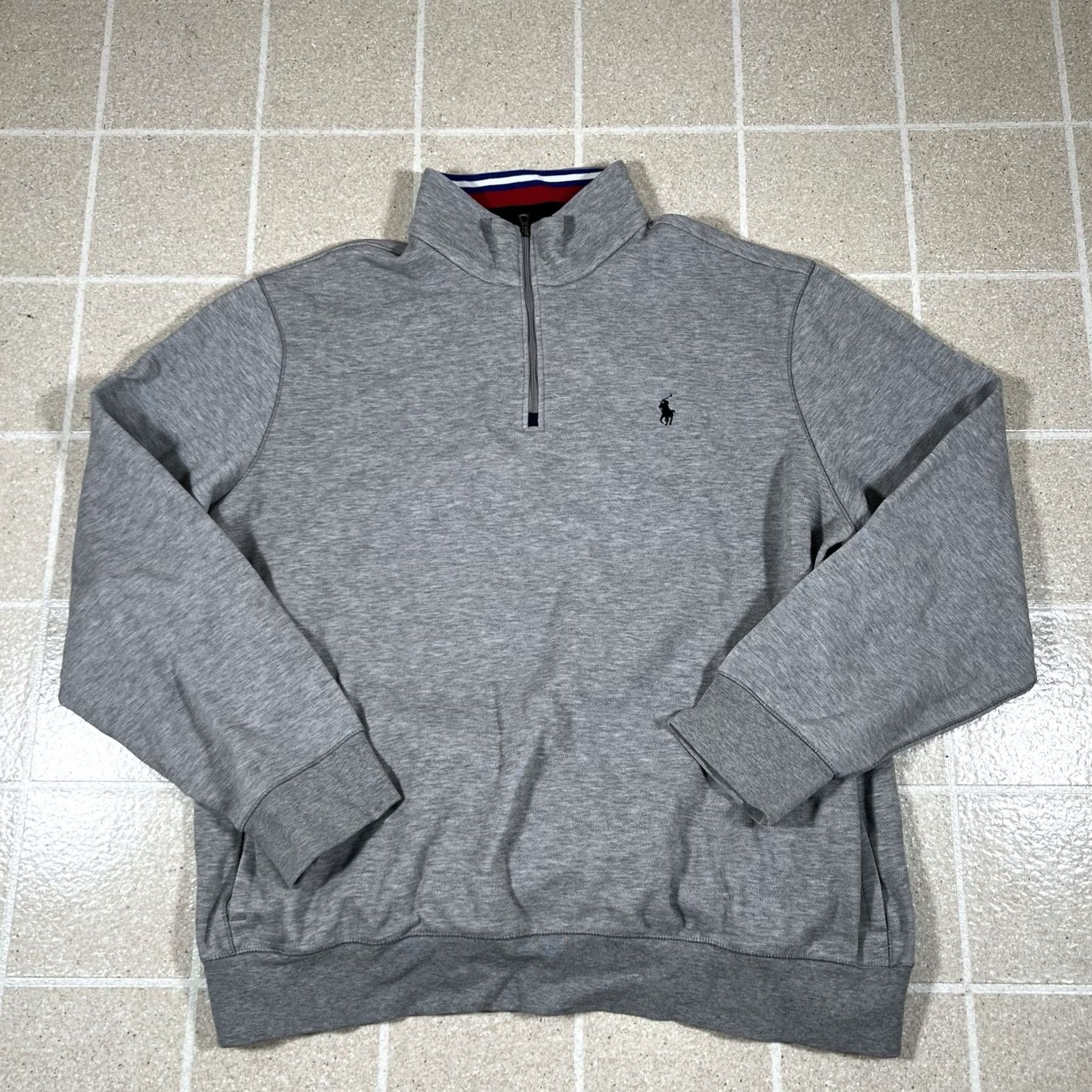 Ralph Lauren Polo Ralph Lauren Pullover 1/4 Zip Mens XL Gray Sweatshirt Polo RL Pony Blue Sweatshirt Size US XL / EU 56 / 4 - 2 Thumbnail