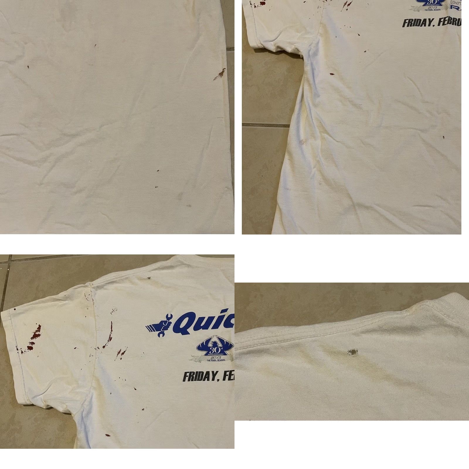 Ford VINTAGE Ford Thrashed Faded Distressed Paint Shirt L White NASCAR Grunge 90s Y2K Mens T-Shirt Racing Car Can-Am USA Size US L / EU 52-54 / 3 - 9 Thumbnail
