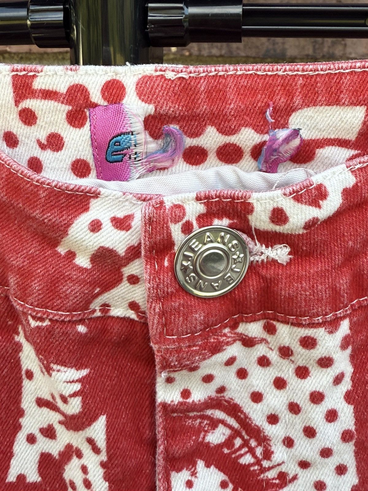 Other Edikted Andy Print Red White Face Novelty Print Flare Jeans Size 22" - 8 Thumbnail