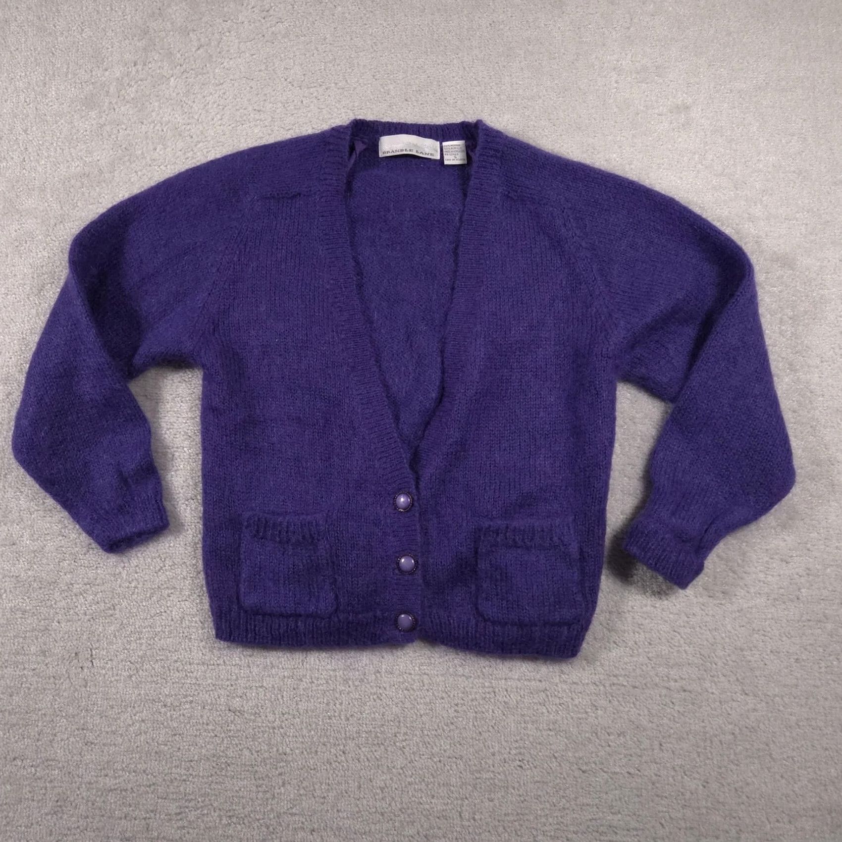 Vintage VINTAGE Bramble Lane Cardigan Sweater Womens Small Purple Mohair Blend 80s Size S / US 4 / IT 40 - 2 Thumbnail