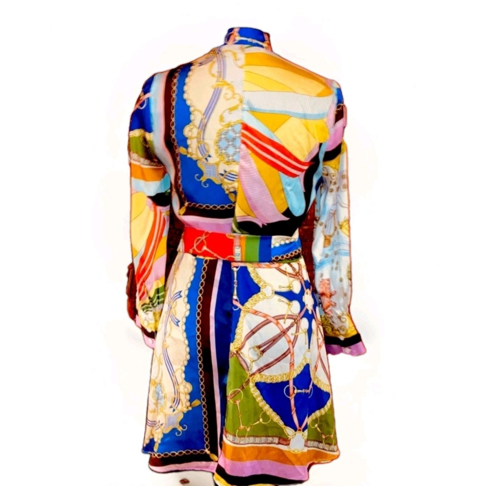 Zara Zara Size L Chain Scarf Print Shirt Dress Satin Zodiac Short Size L / US 10 / IT 46 - 11 Thumbnail