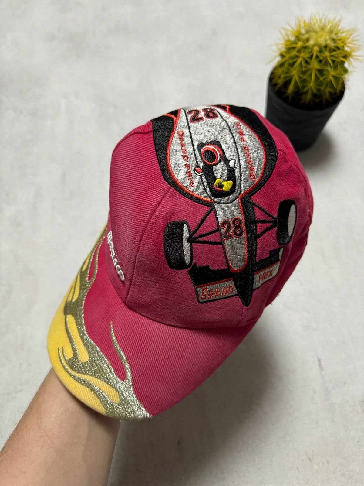 Formula 1 × Vintage Vintage Monaco Grand Prix Racing Cap Hat Fire Y2K 90s Size 30 - 2 Thumbnail