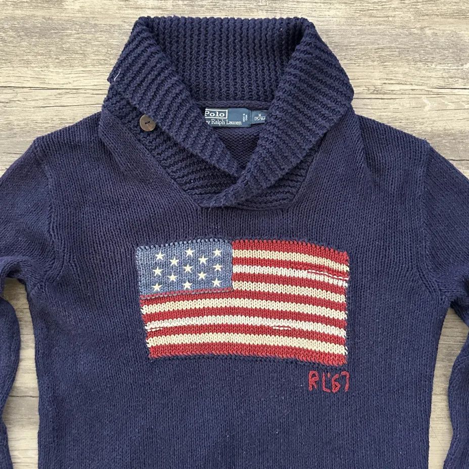 Polo Ralph Lauren Vintage Polo Ralph Lauren American Flag Knit Sweater Size US M / EU 48-50 / 2 - 2 Thumbnail