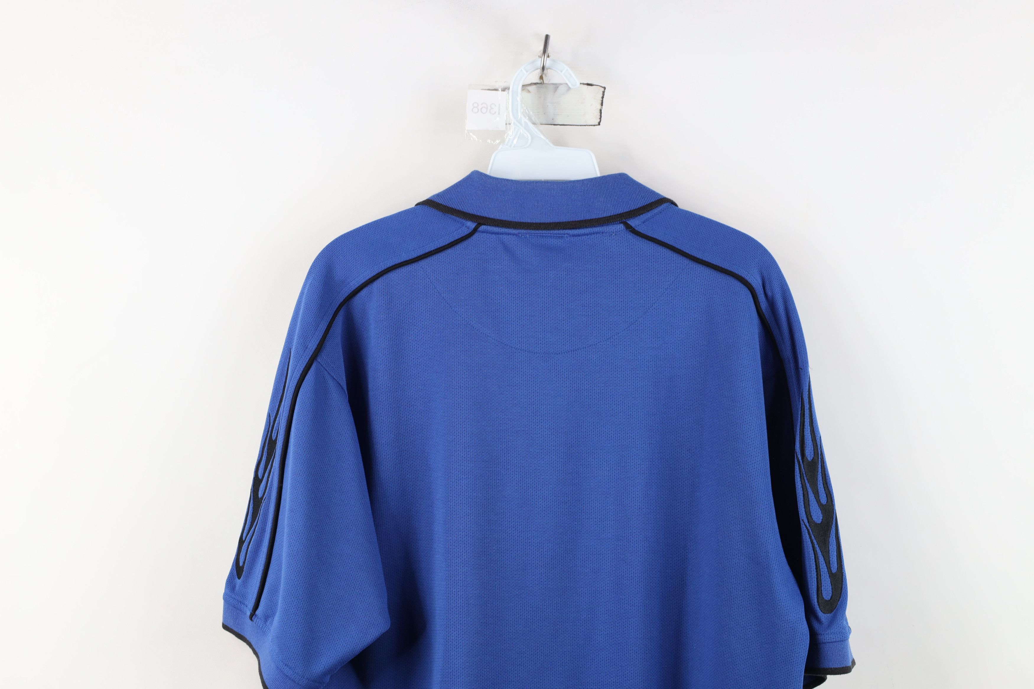Vintage Vintage Ford Motor Co Racing Fire Flames Polo Shirt Blue Size US M / EU 48-50 / 2 - 14 Thumbnail